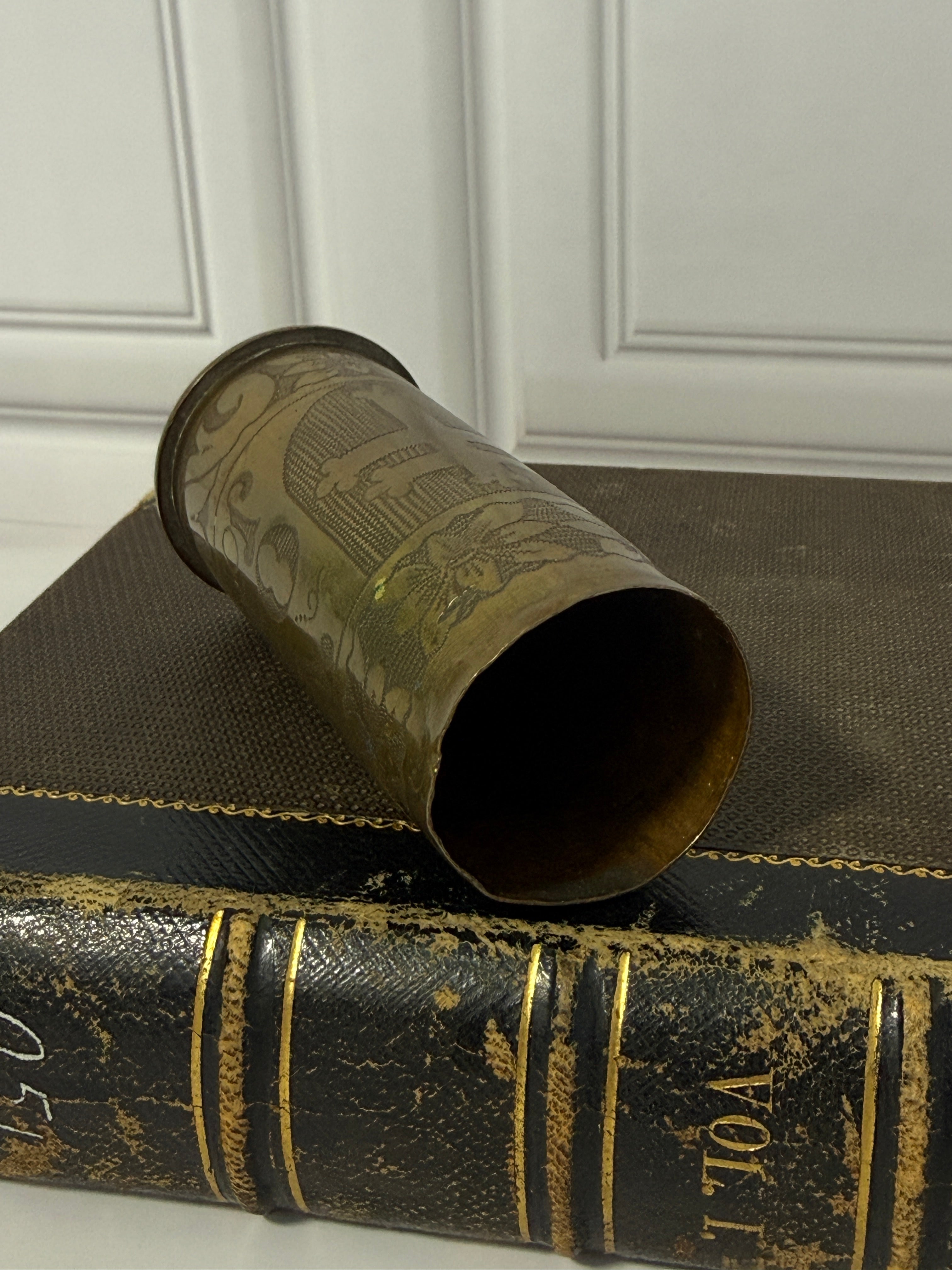 Antique French WWI 37mm Trench Art Shell Casing Verdun Oct 30-Nov 11 Perello