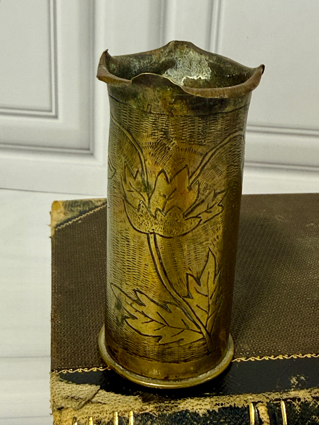 Antique French WWI 37mm Trench Art Shell Casing Vase Vive Le Pinard Engraved