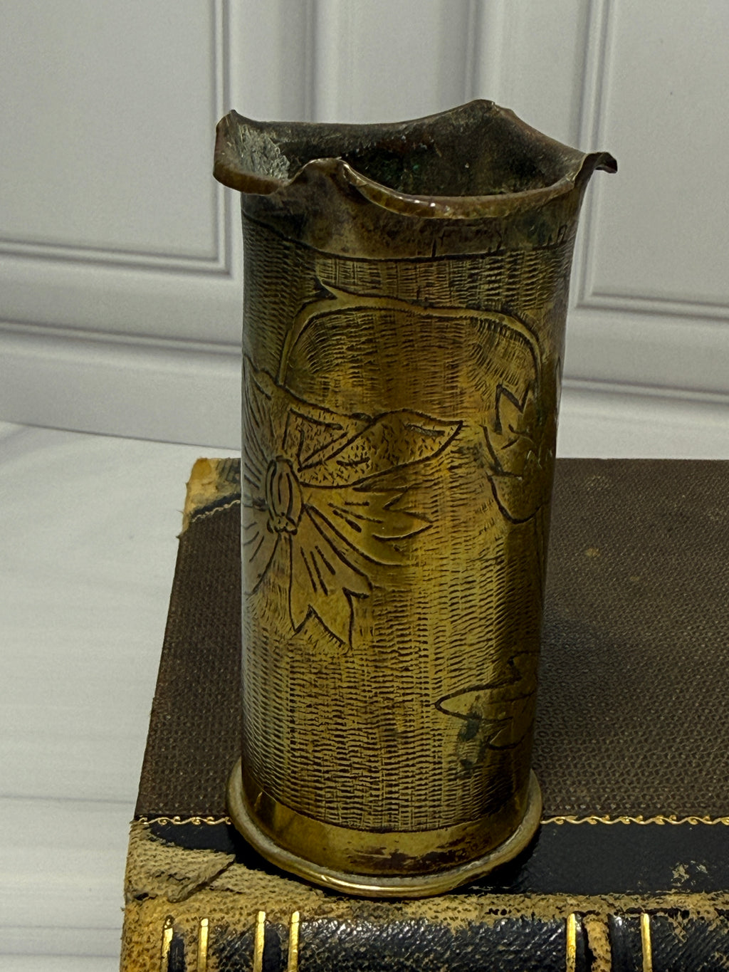 Antique French WWI 37mm Trench Art Shell Casing Vase Vive Le Pinard Engraved
