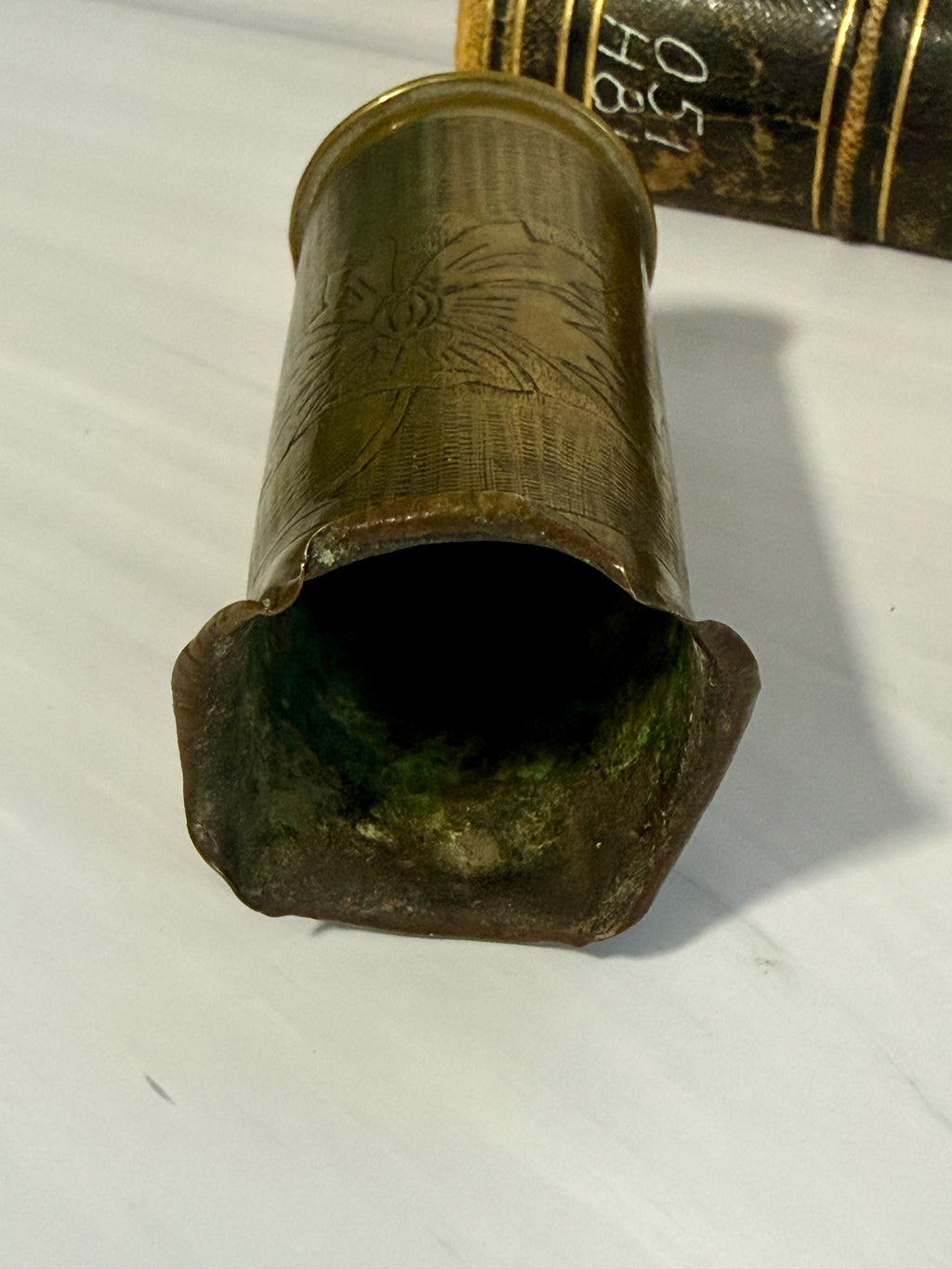 Antique French WWI 37mm Trench Art Shell Casing Vase Vive Le Pinard Engraved