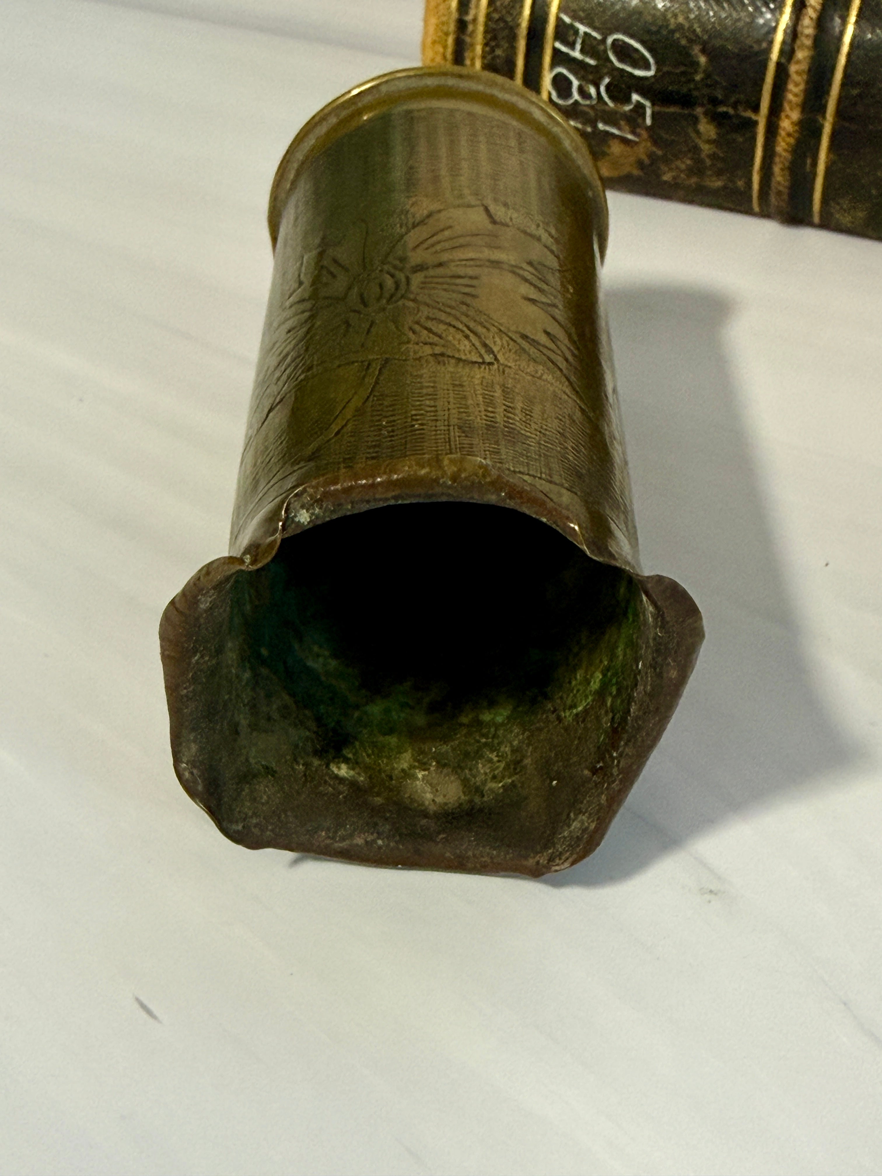 Antique French WWI 37mm Trench Art Shell Casing Vase Vive Le Pinard Engraved
