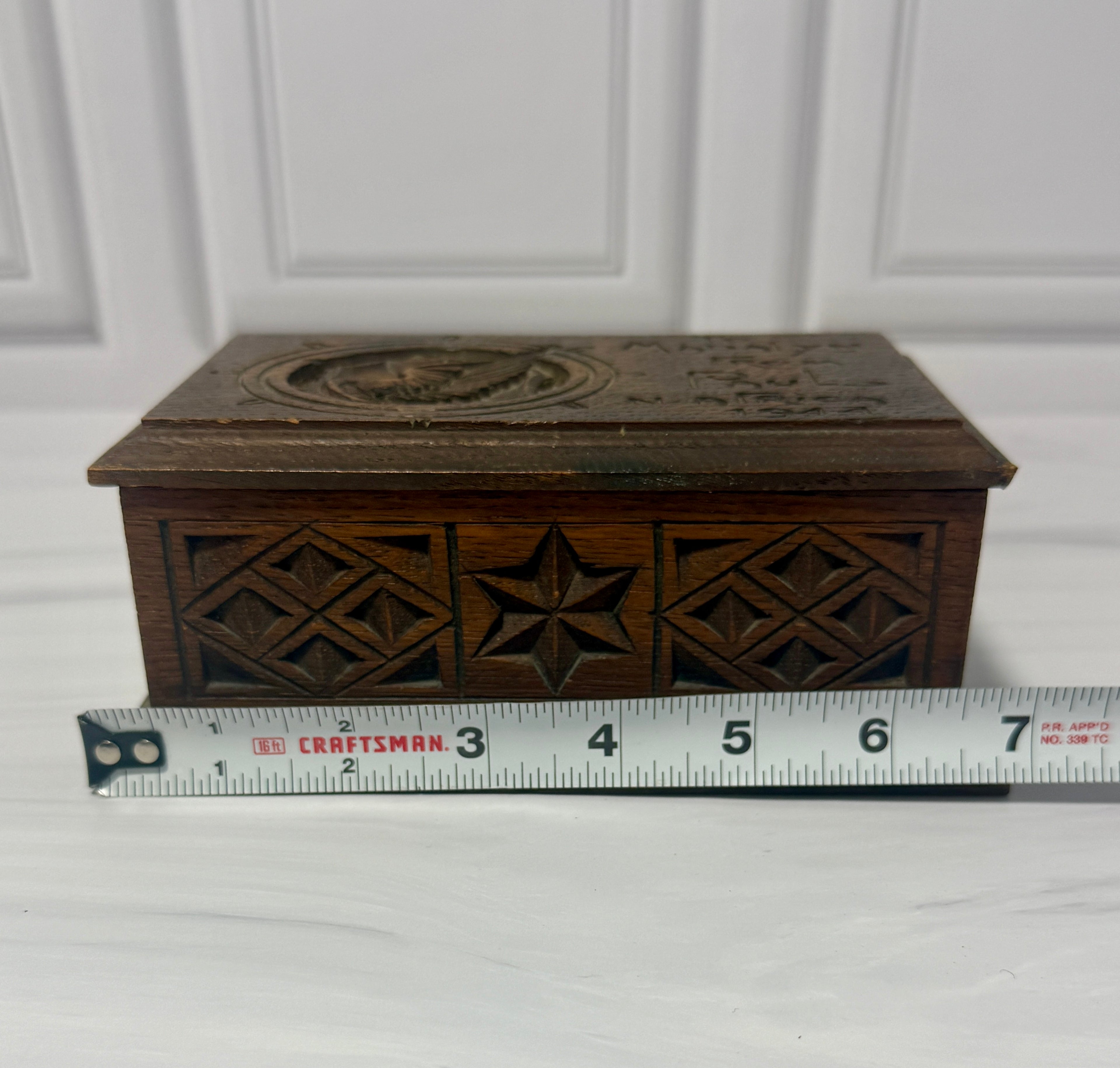 WWII US Army Transportation Corps Hand Carved Wood Box – North Africa 1944 Keepsake