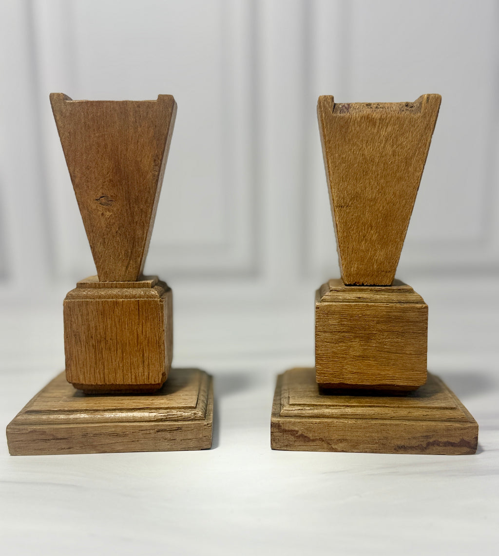 Vintage Pair of "Victory Light" Wooden Candle Holders – Germany 1945 WWII Commemorative