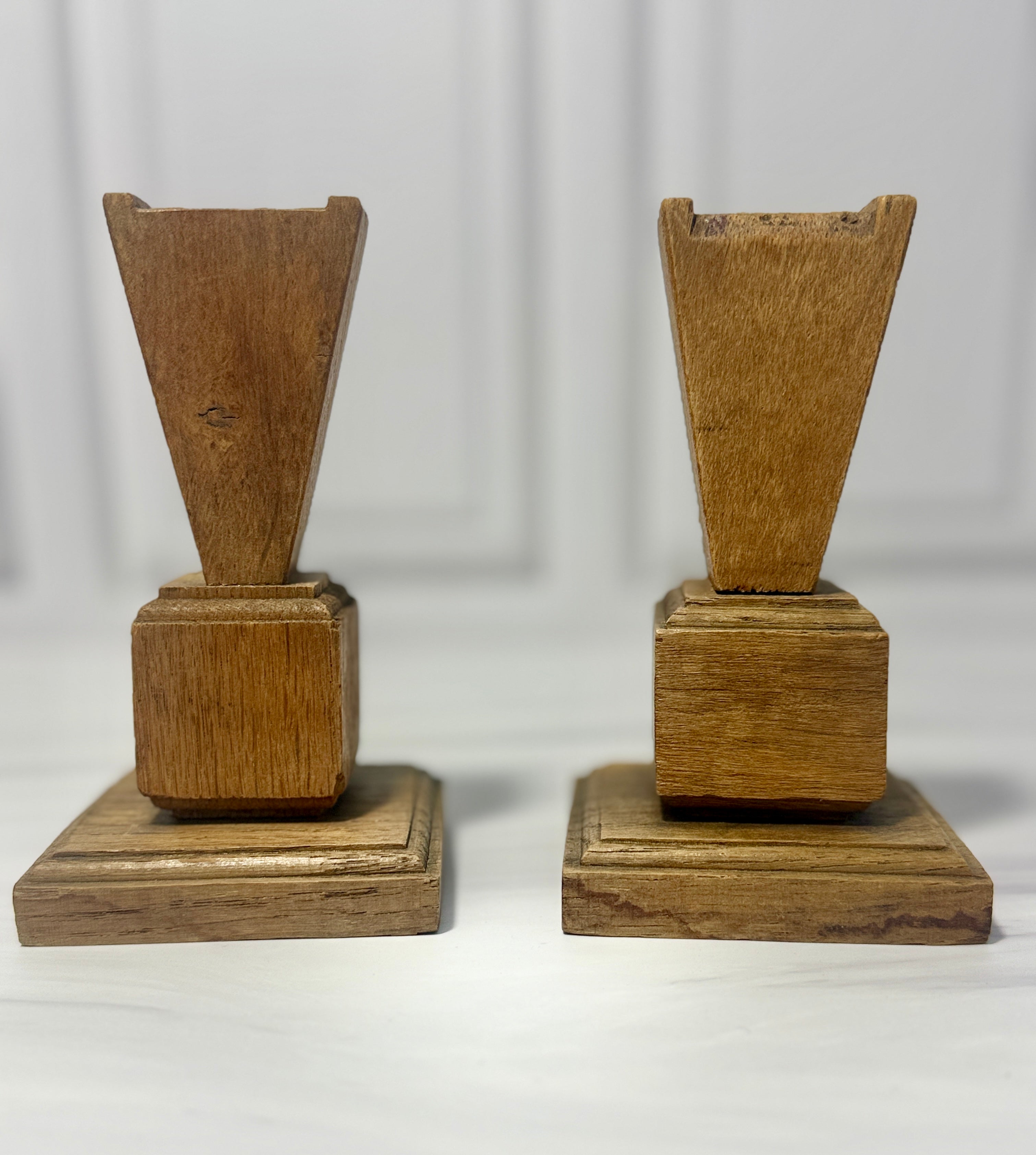 Vintage Pair of "Victory Light" Wooden Candle Holders – Germany 1945 WWII Commemorative