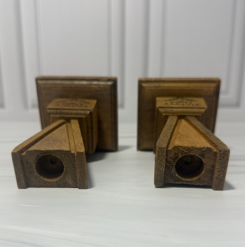 Vintage Pair of "Victory Light" Wooden Candle Holders – Germany 1945 WWII Commemorative