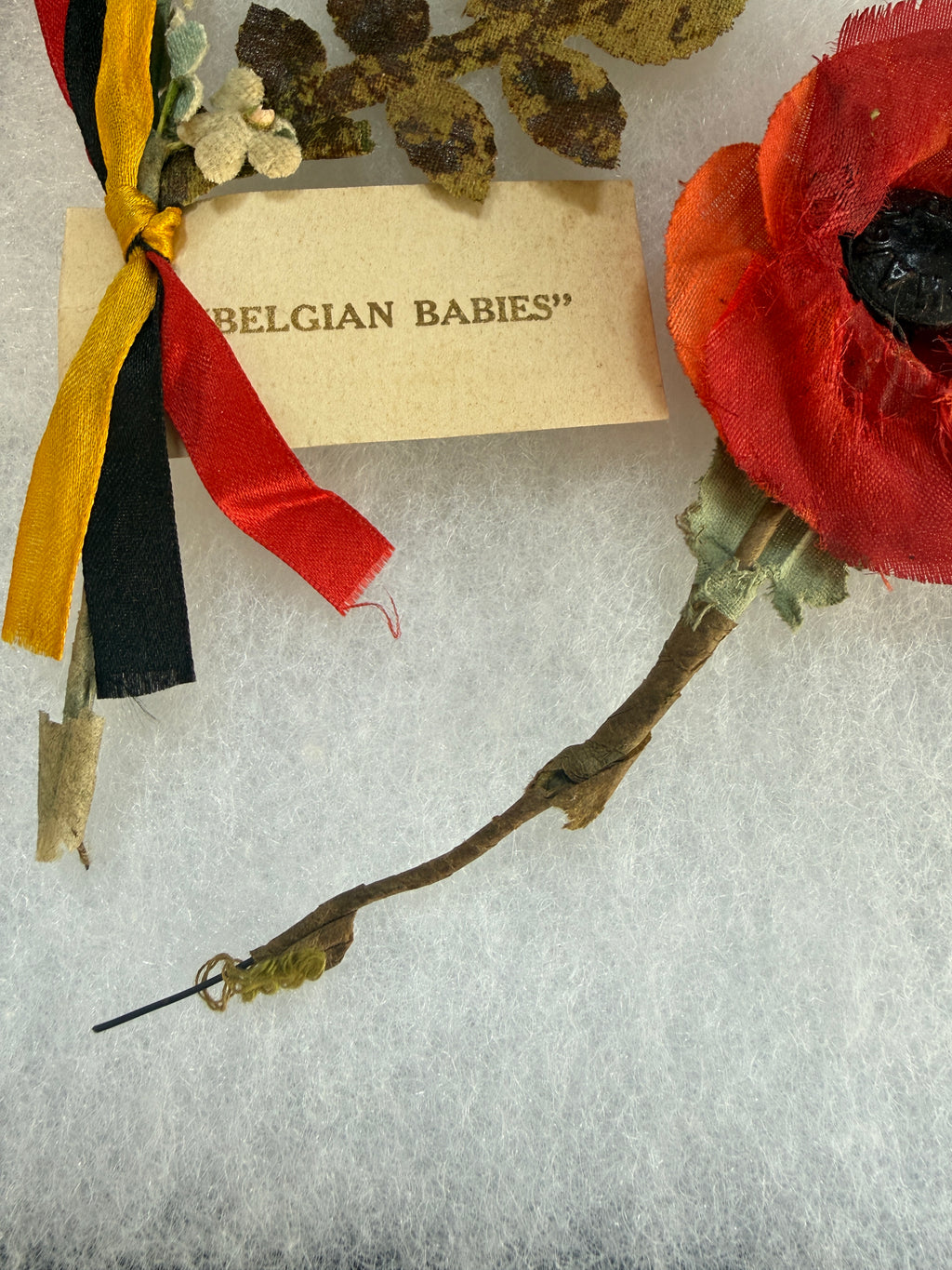 WWI Belgian Relief Fund "Belgian Babies" Corsage & Early Haig's Fund Silk Poppy