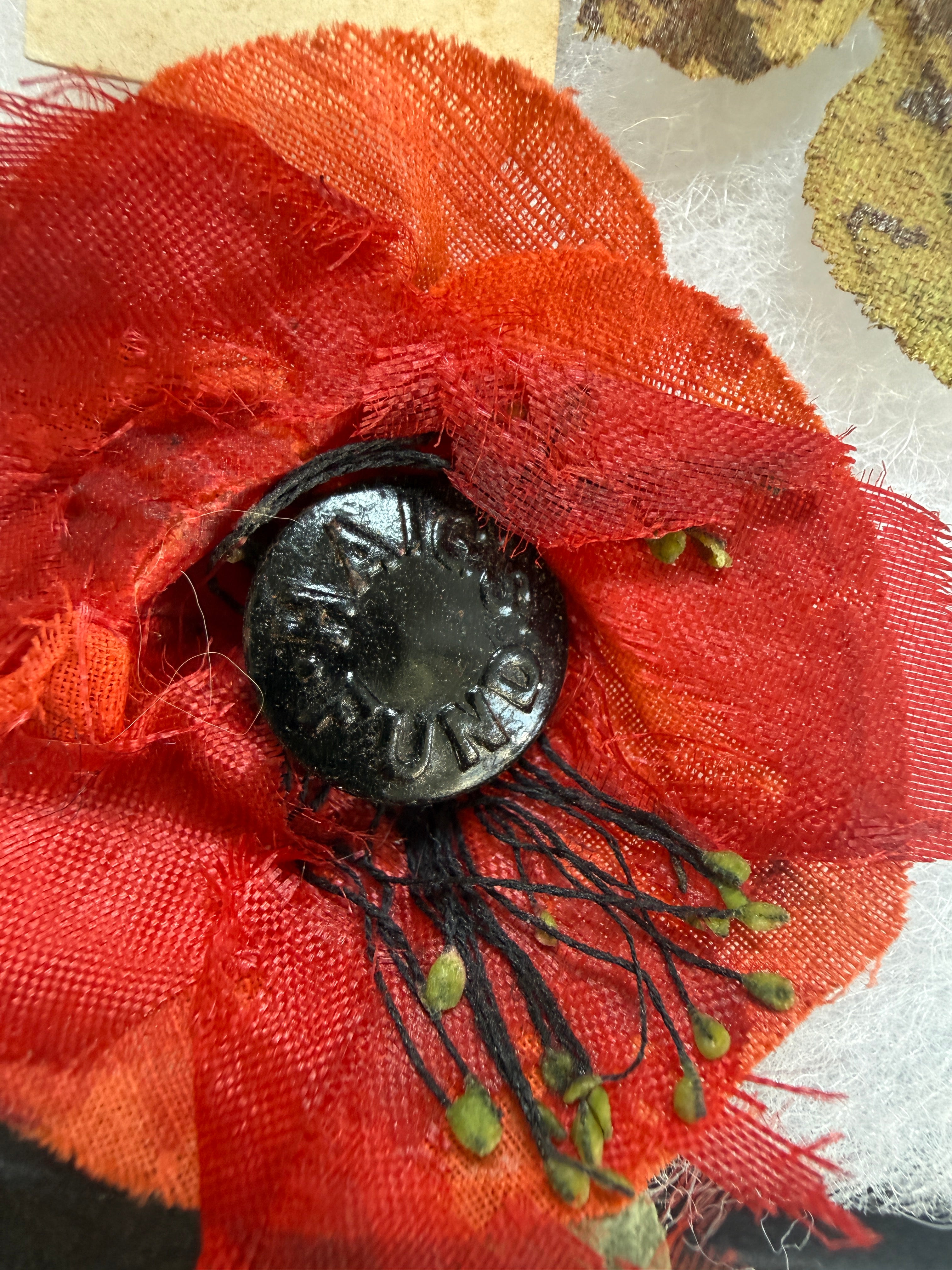WWI Belgian Relief Fund "Belgian Babies" Corsage & Early Haig's Fund Silk Poppy