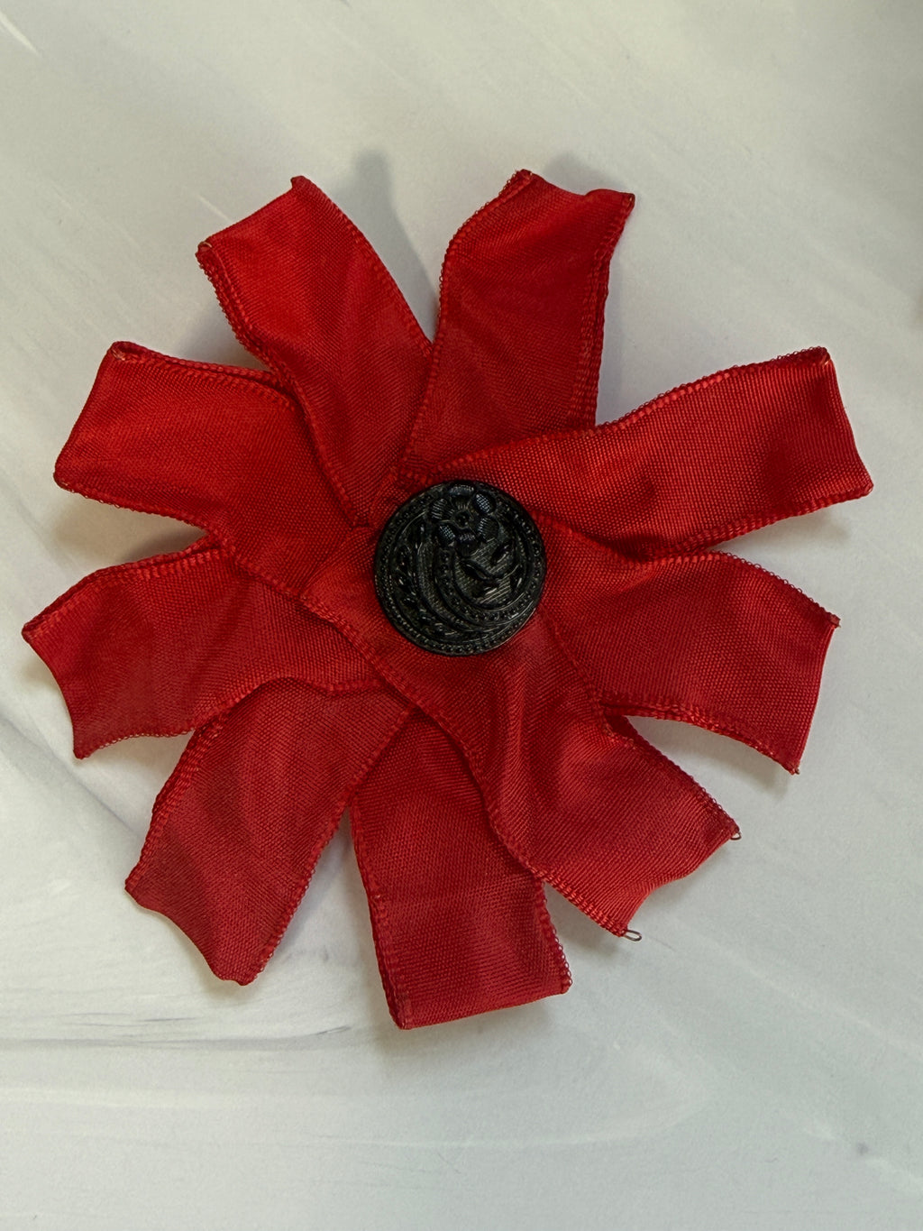 Pair of Vintage Handmade Remembrance Ribbon Poppies