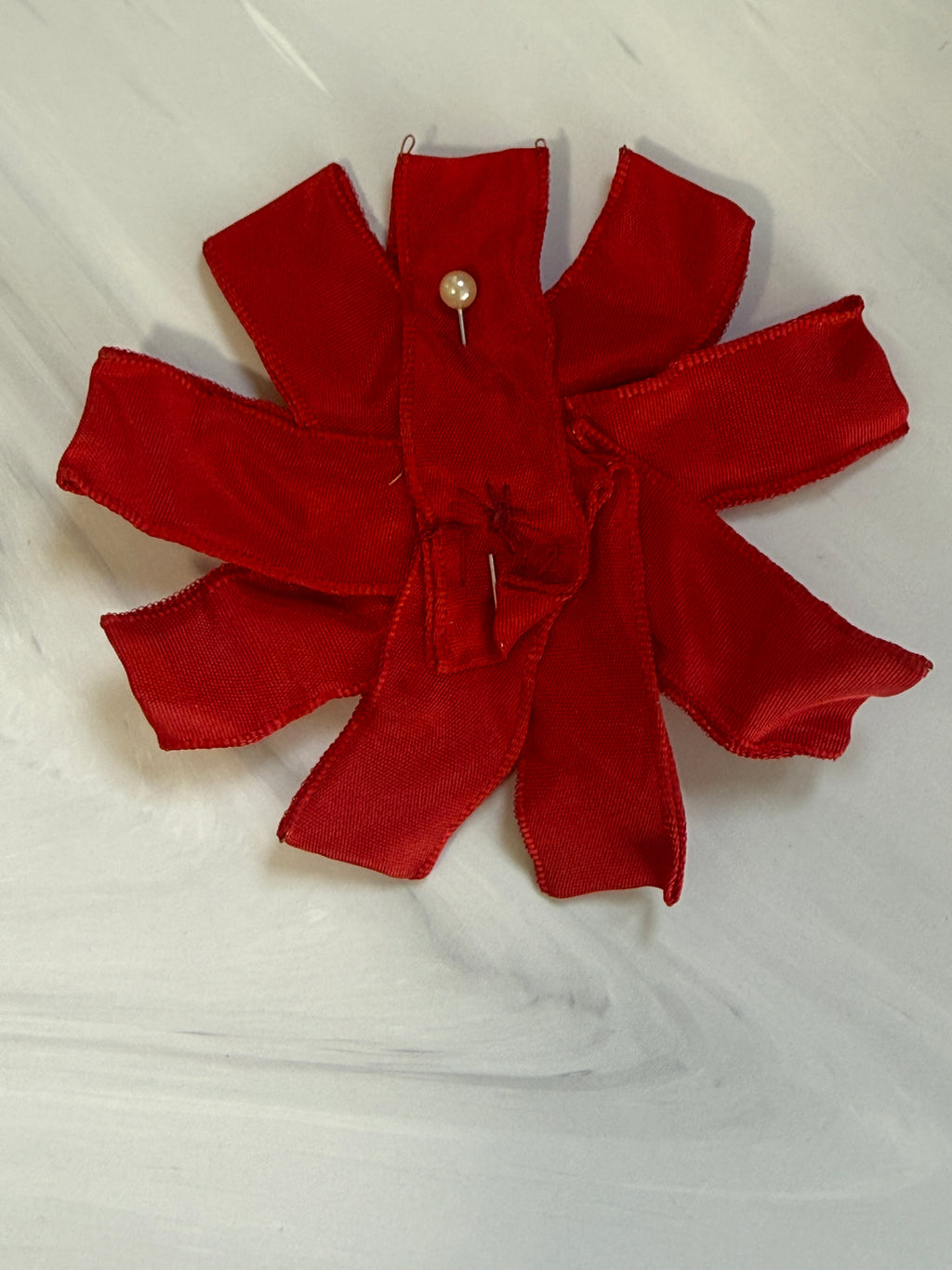 Pair of Vintage Handmade Remembrance Ribbon Poppies