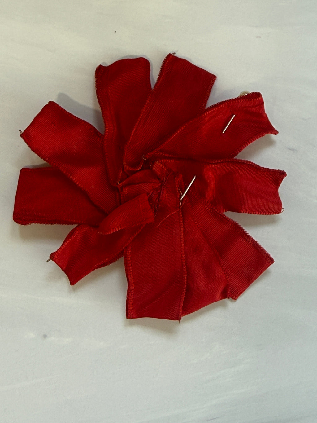 Pair of Vintage Handmade Remembrance Ribbon Poppies