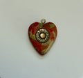 WWI Trench Art Heart Pendant with Turkish Rifle Cartridge Base | Hand Painted Chalk | 1¼"