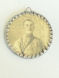 WWI French Soldier Portrait Aluminum Trench Art Pendant – "Souvenir de l'Armée d'Orient"