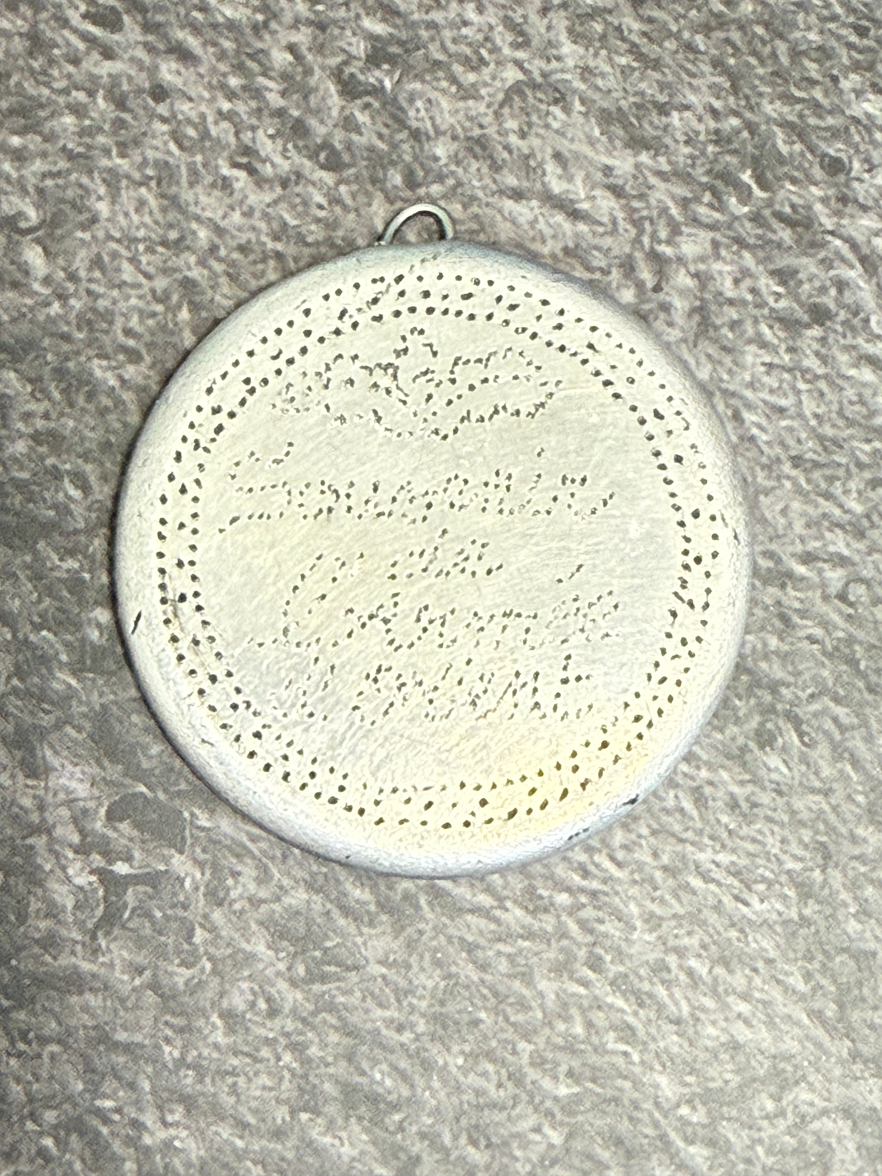 WWI French Soldier Portrait Aluminum Trench Art Pendant – "Souvenir de l'Armée d'Orient"