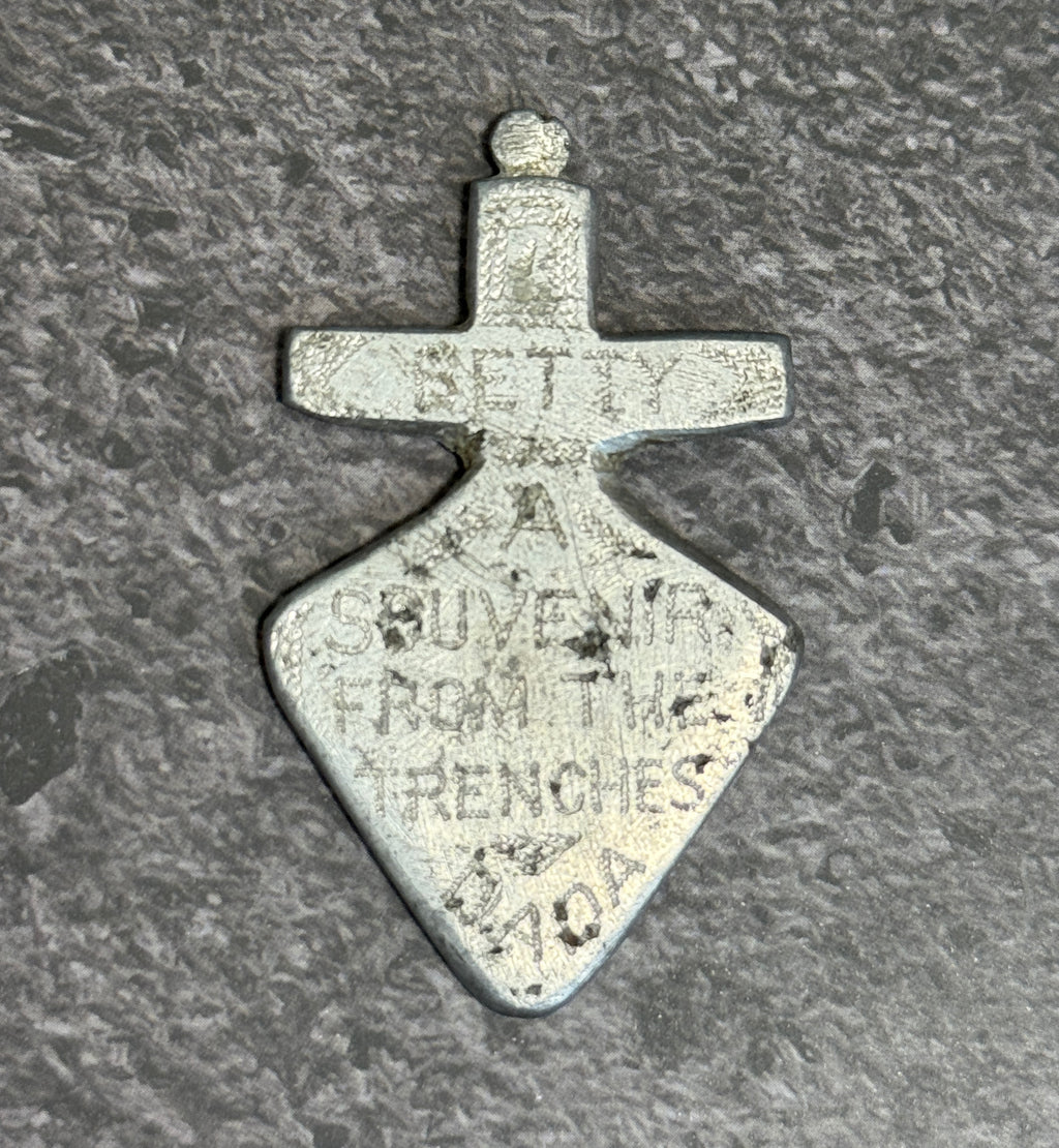 WWI Trench Art Aluminum Pendant – "Betty" Personalized Souvenir From the Trenches "DADA"