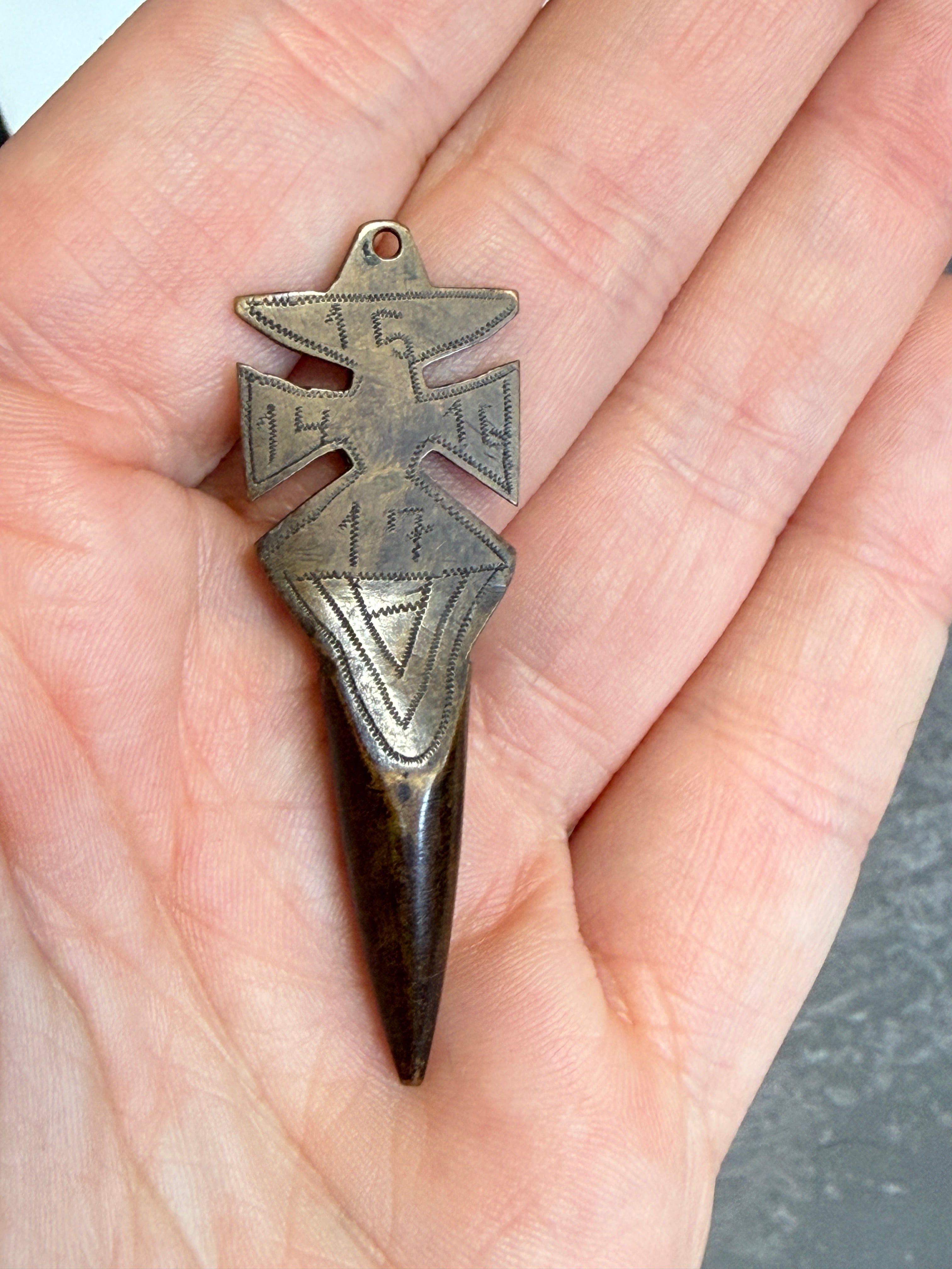 WWI Trench Art Bullet Pendant | Iron Cross Form, Dated 1914–1918