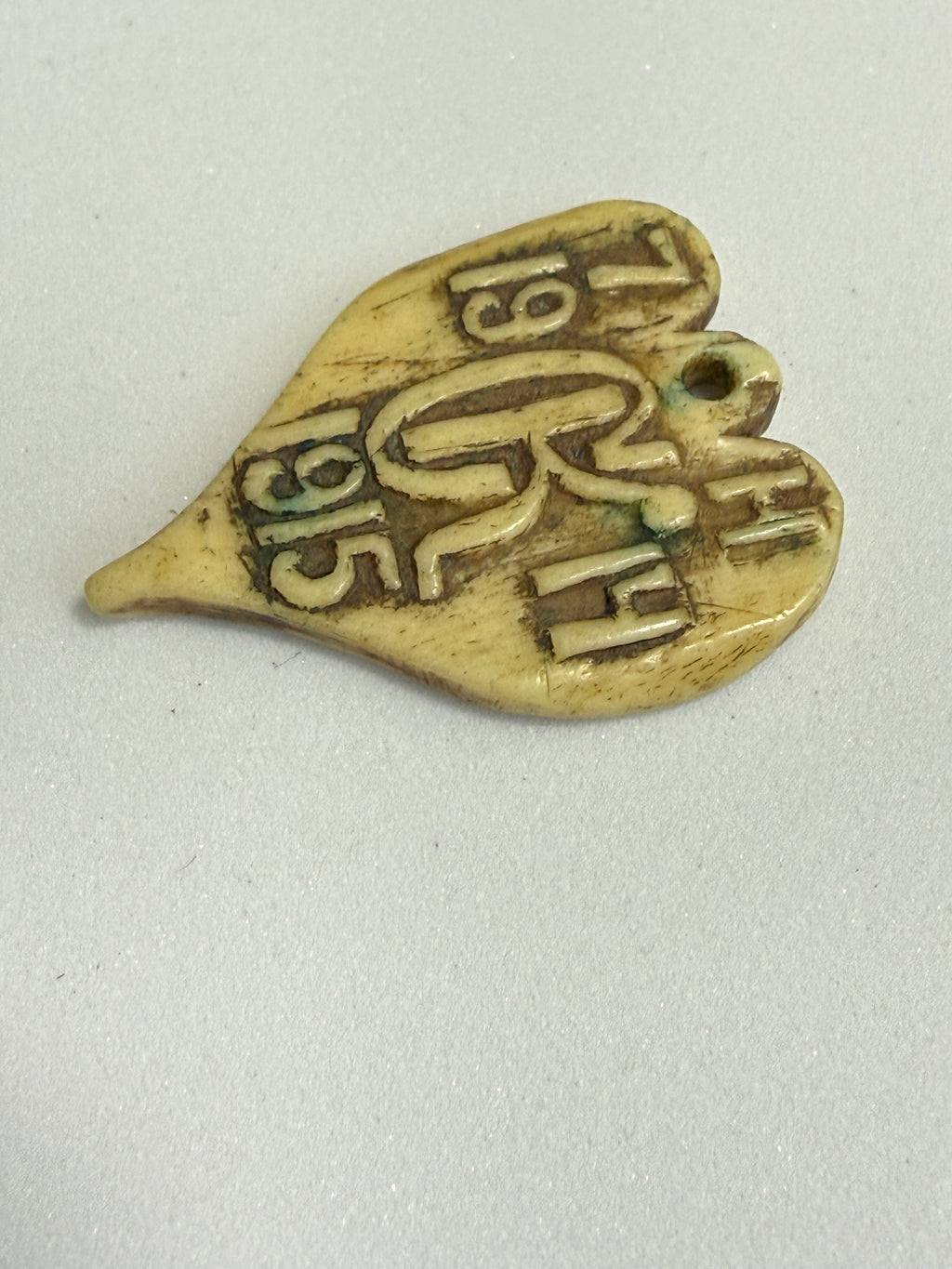 WWI Carved Bone Heart Pendant | Trench Art |