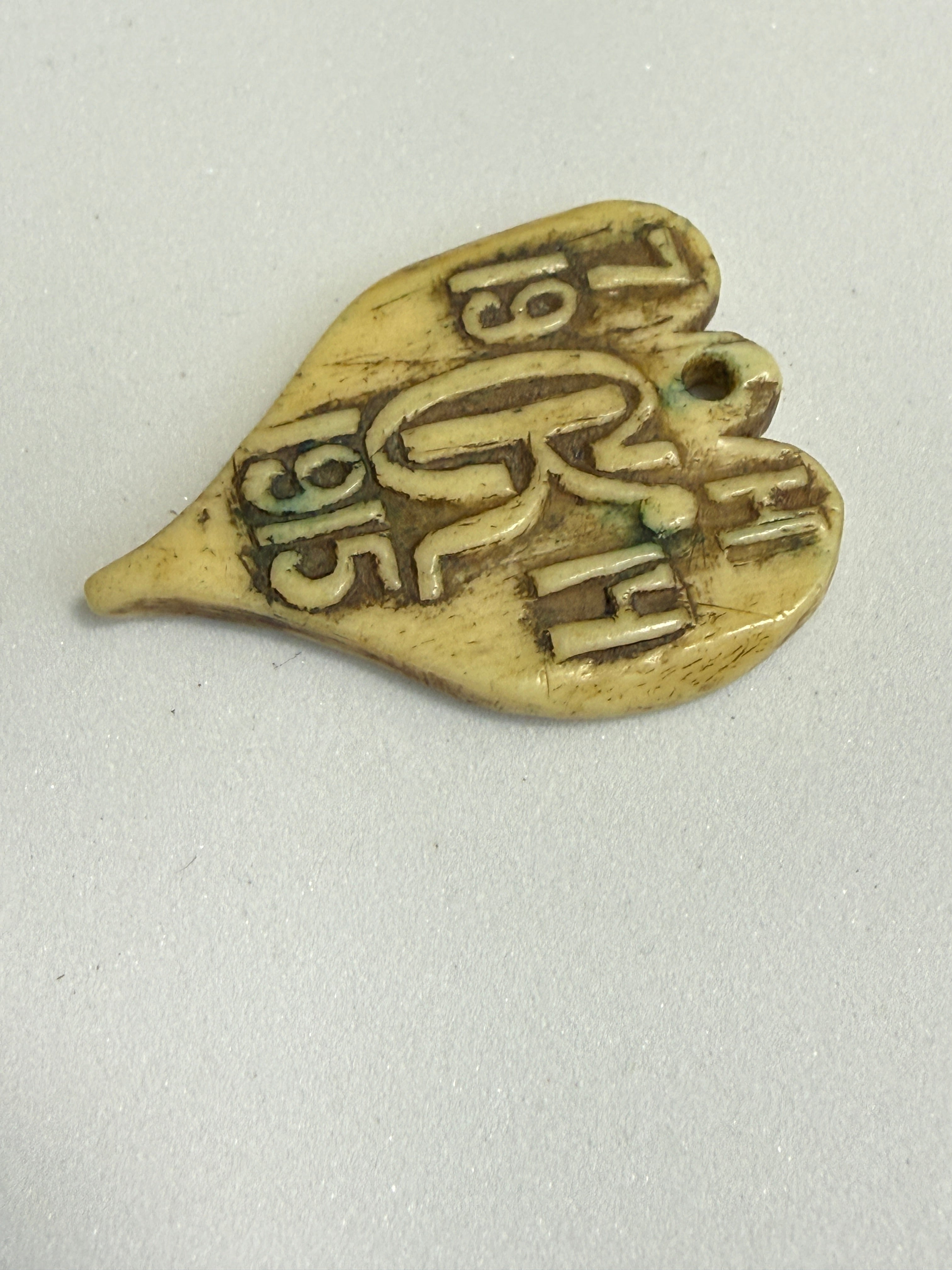 WWI Carved Bone Heart Pendant | Trench Art |