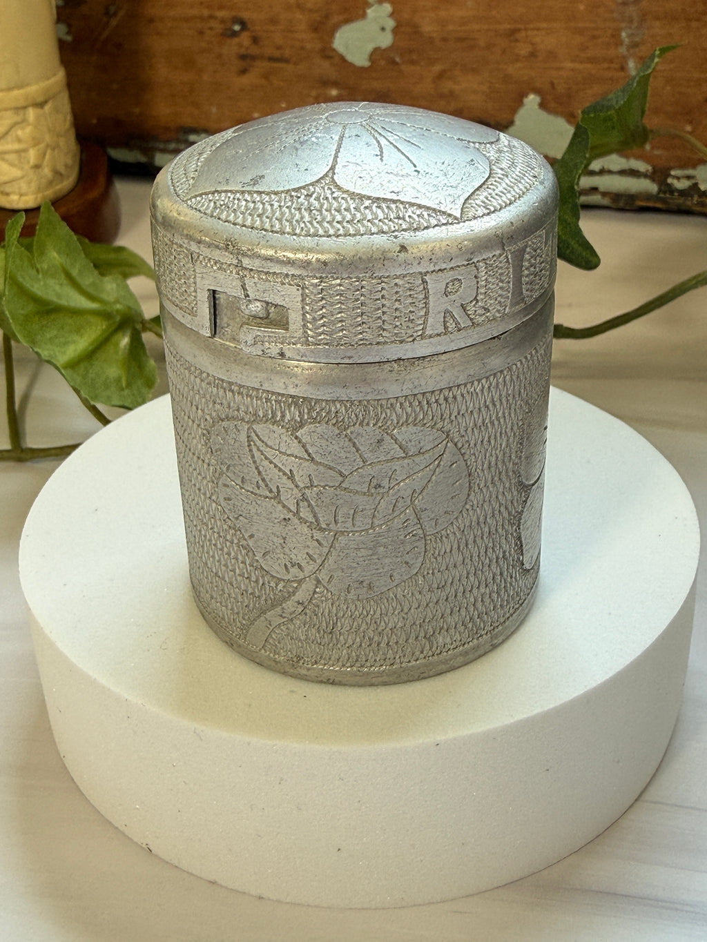 WWII Belgian Aluminum Trench Art Treasure Box | Engraved "Guerre" & "Rita"