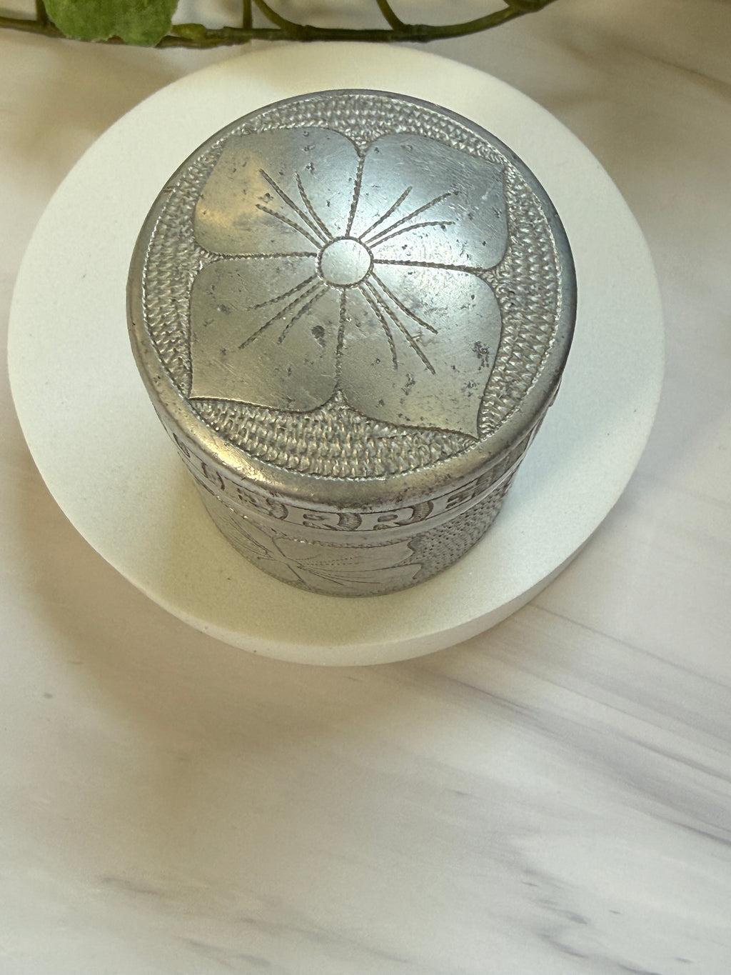 WWII Belgian Aluminum Trench Art Treasure Box | Engraved "Guerre" & "Rita"