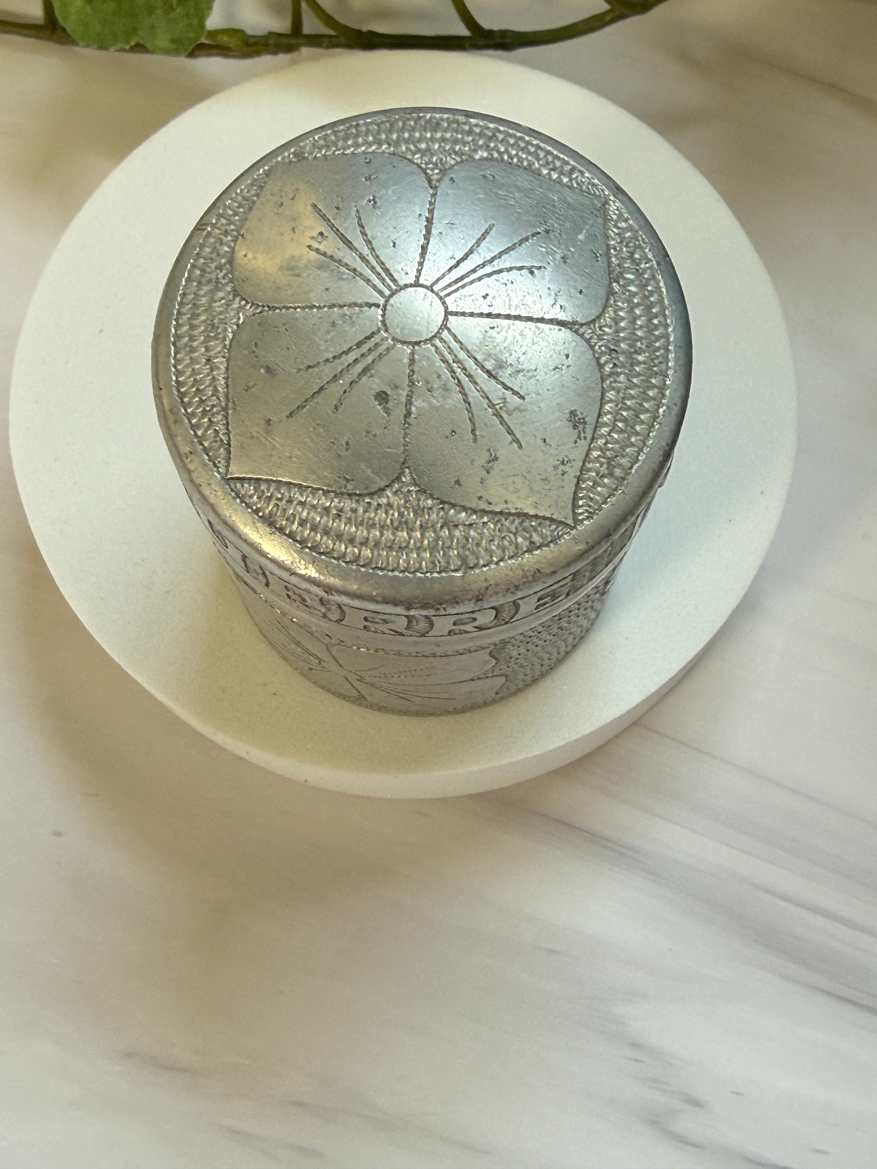 WWII Belgian Aluminum Trench Art Treasure Box | Engraved "Guerre" & "Rita"