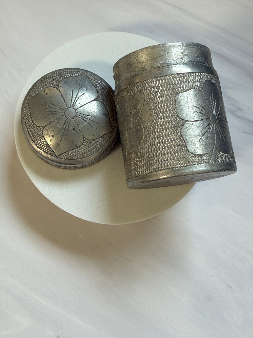 WWII Belgian Aluminum Trench Art Treasure Box | Engraved "Guerre" & "Rita"