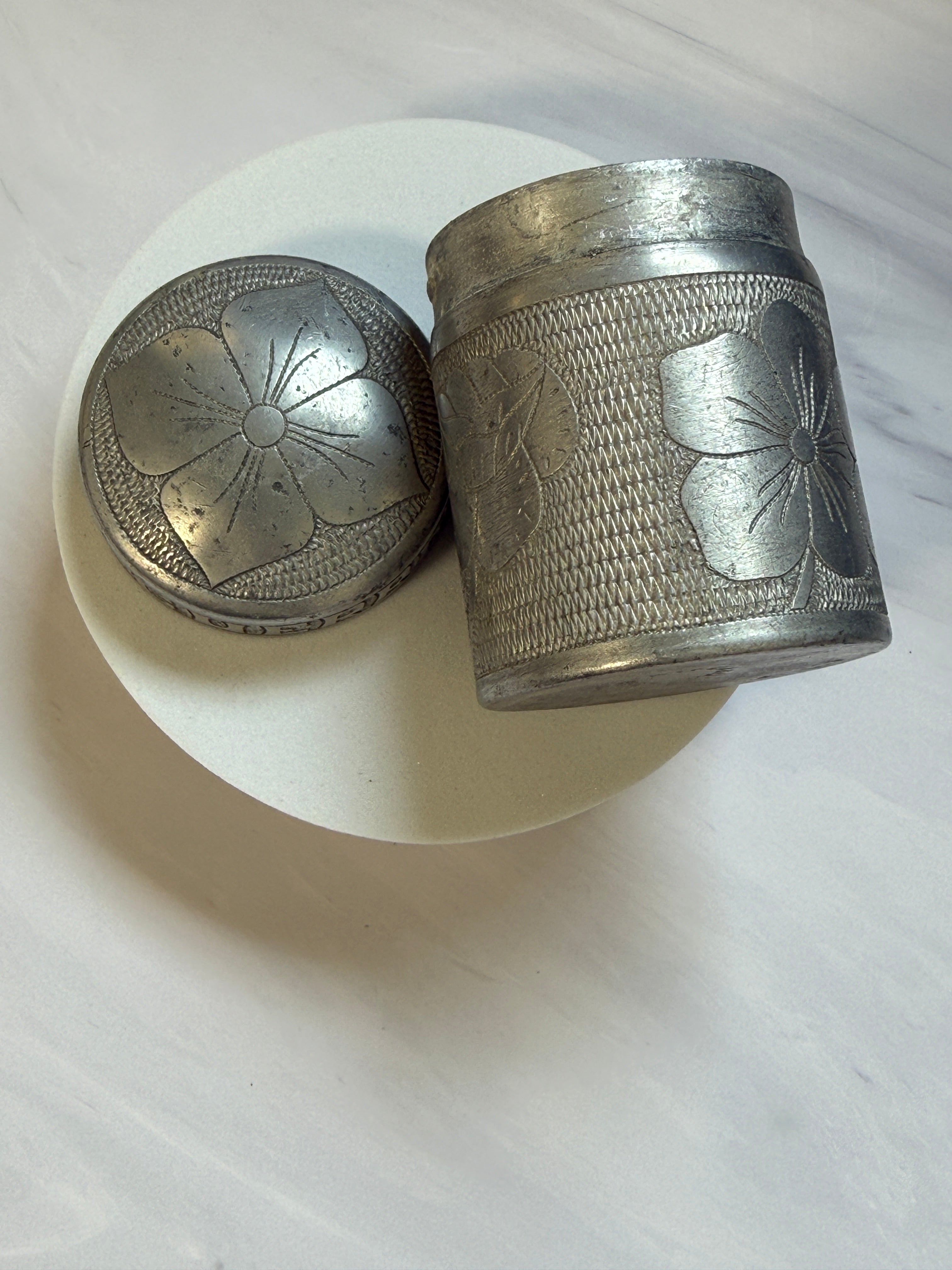 WWII Belgian Aluminum Trench Art Treasure Box | Engraved "Guerre" & "Rita"