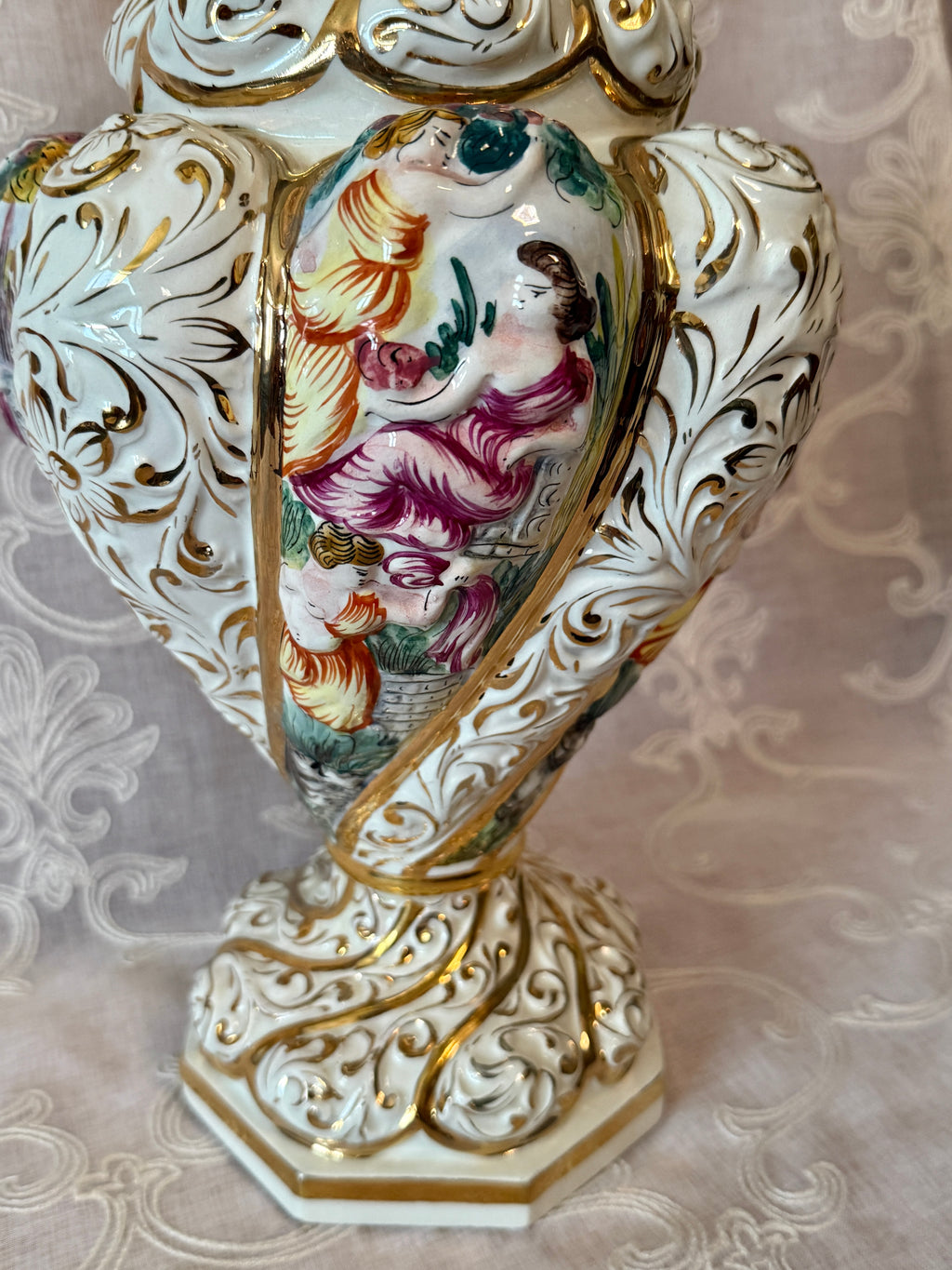 Vintage Italian Capodimonte Rococo Porcelain Lidded Urn – 20"