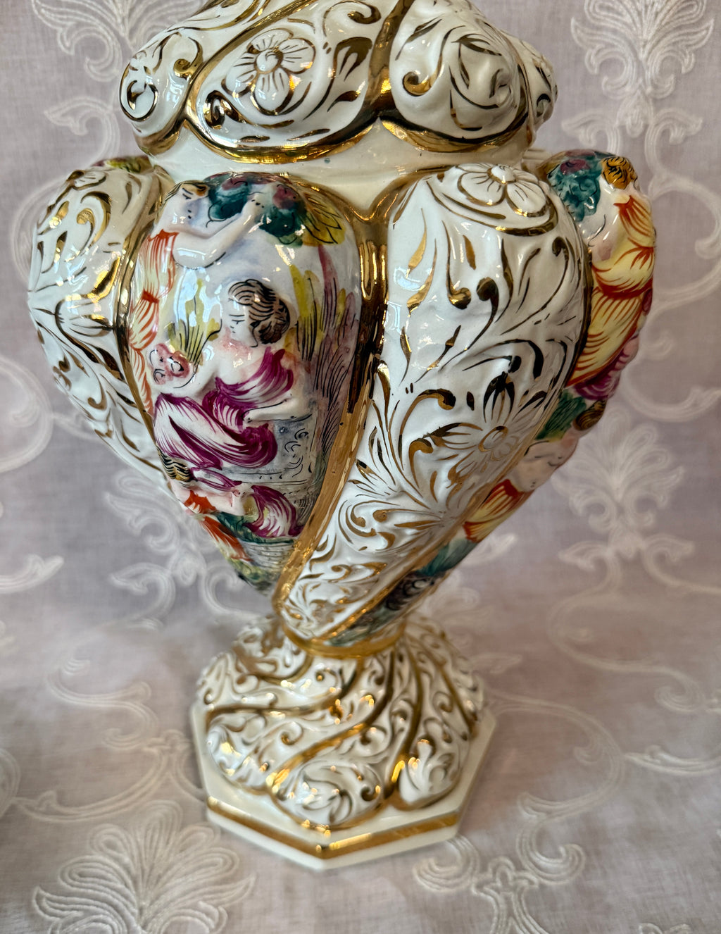 Vintage Italian Capodimonte Rococo Porcelain Lidded Urn – 20"