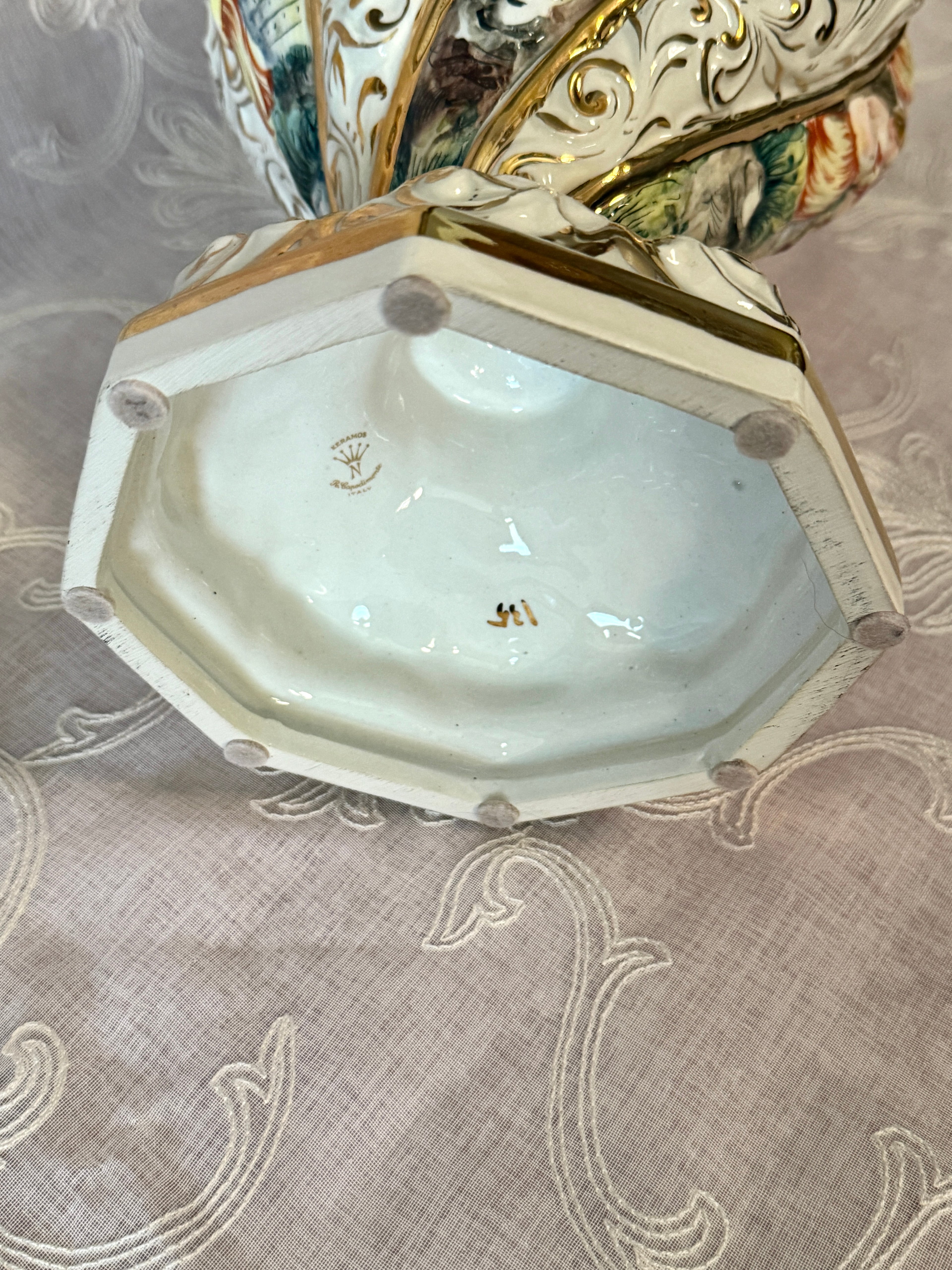 Vintage Italian Capodimonte Rococo Porcelain Lidded Urn – 20"