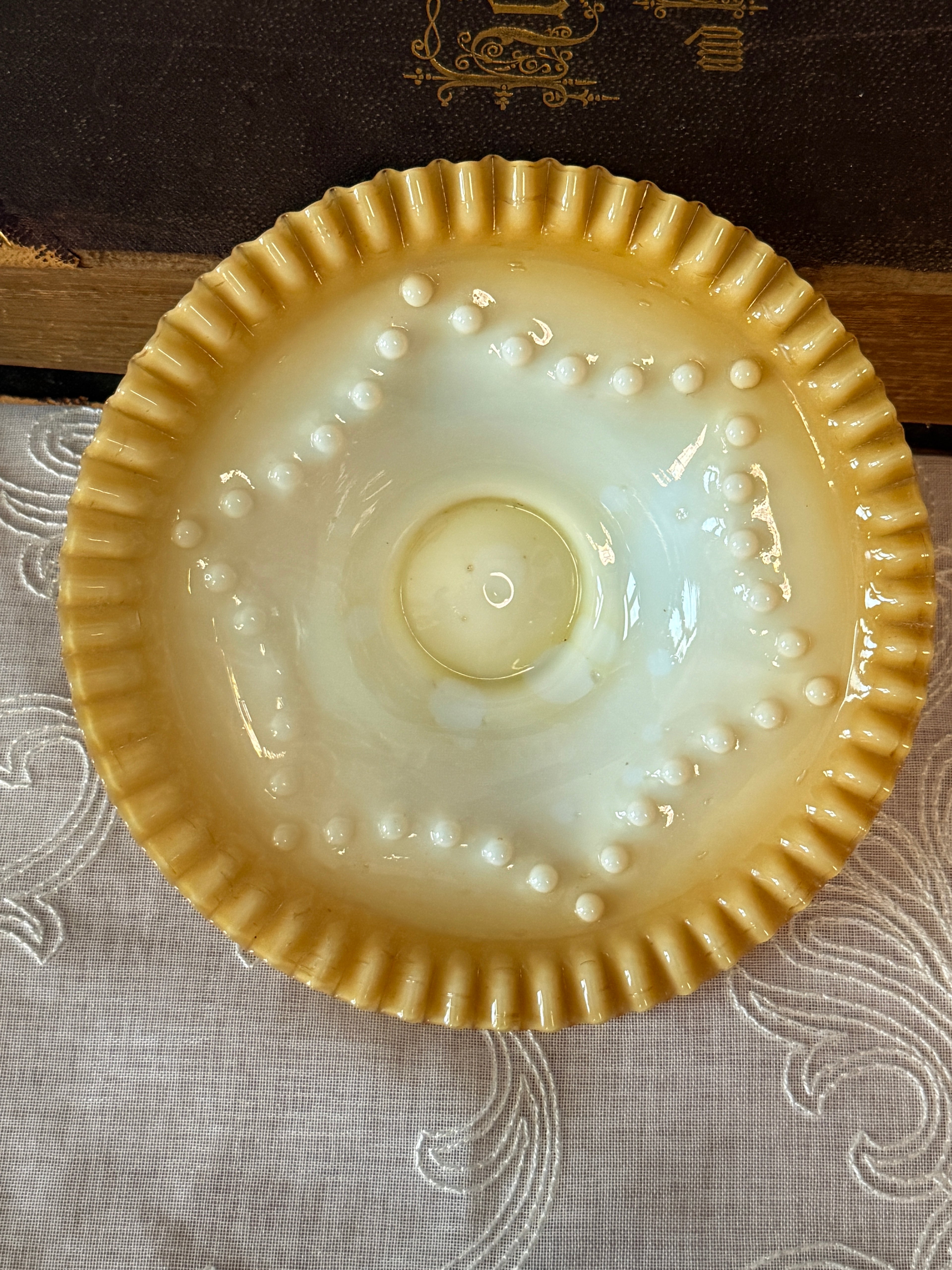 Vintage Pairpoint Figural Compote with Art Glass Bowl & Onyx Base
