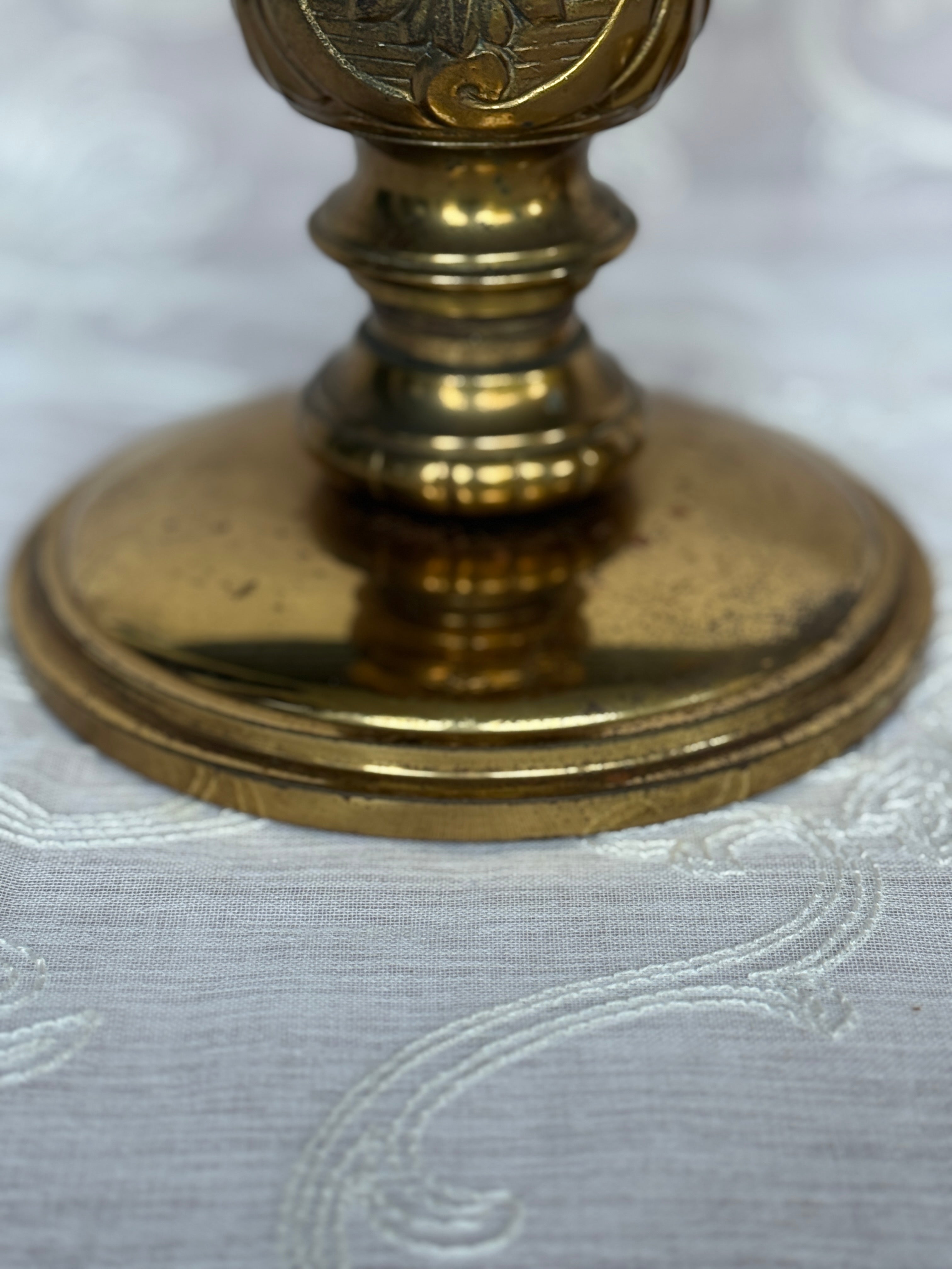 Vintage Heavy Brass Altar Candlesticks – Pair