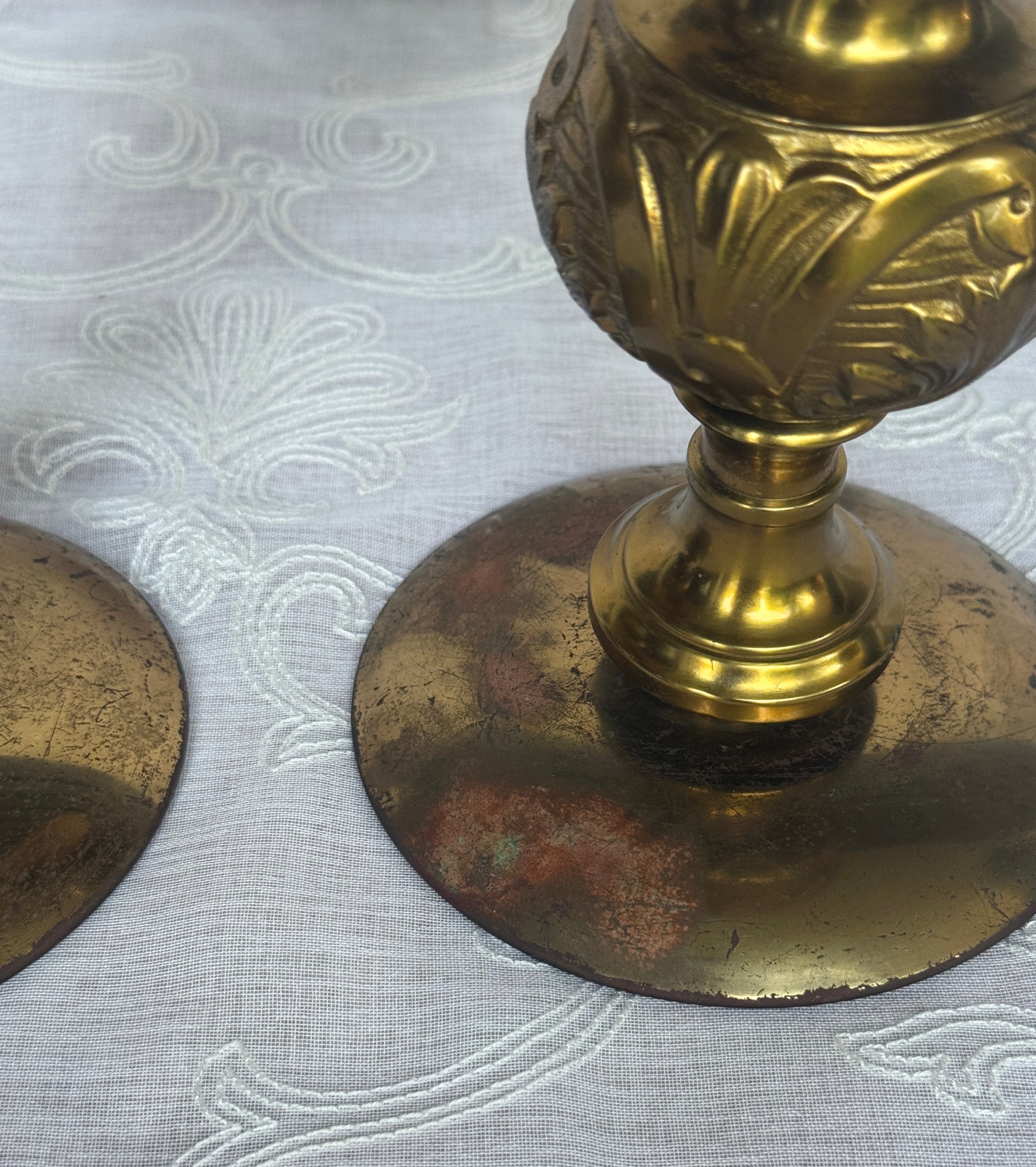 Vintage Heavy Brass Altar Candlesticks – Pair
