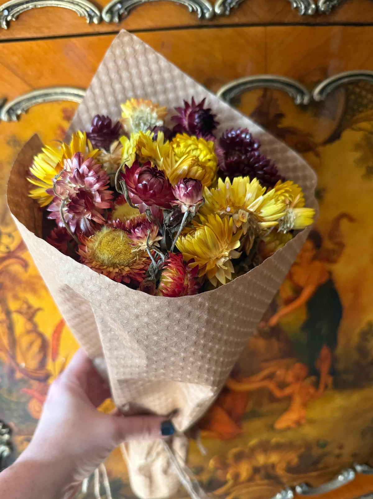 Sunset Glow Strawflower Floral Bouquet