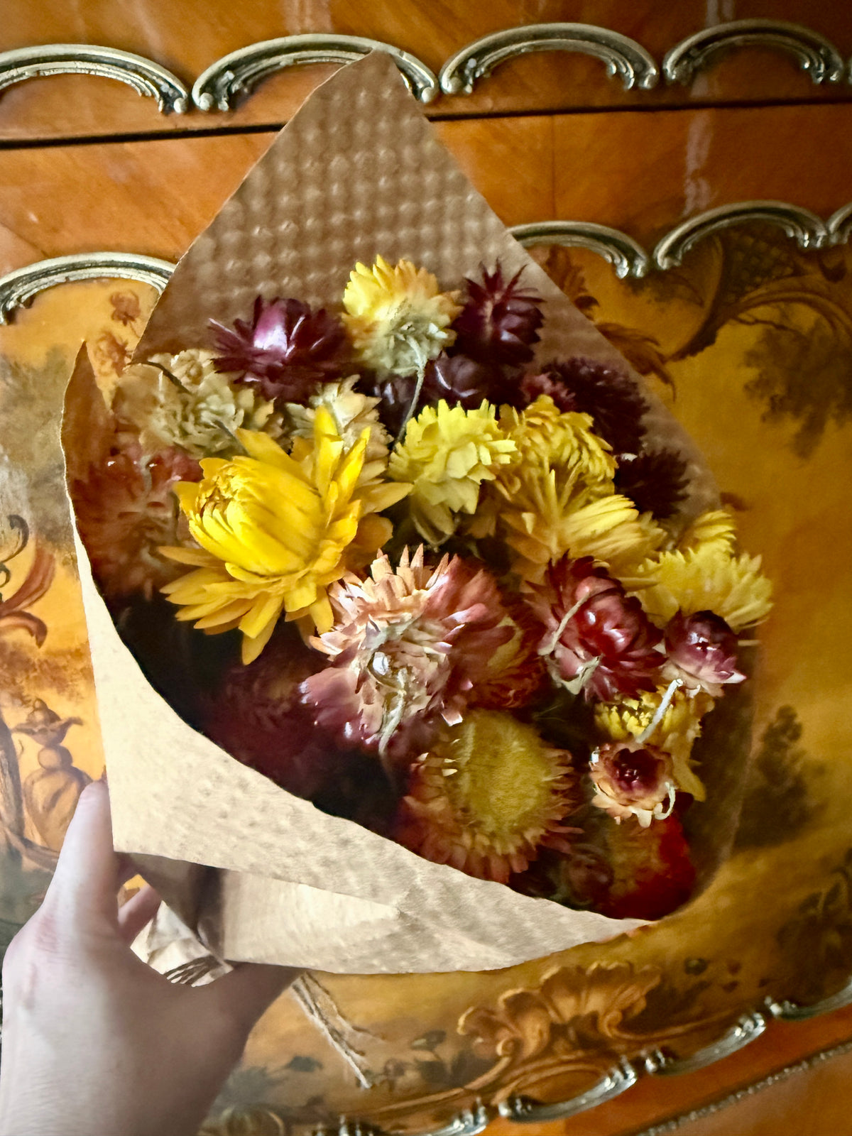 Sunset Glow Strawflower Floral Bouquet