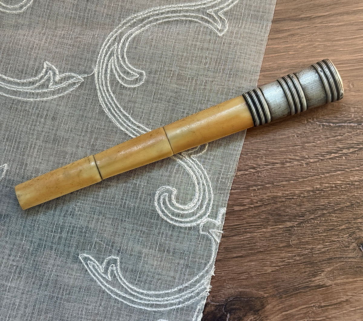 Antique Silver-Tone Parasol Handle – E