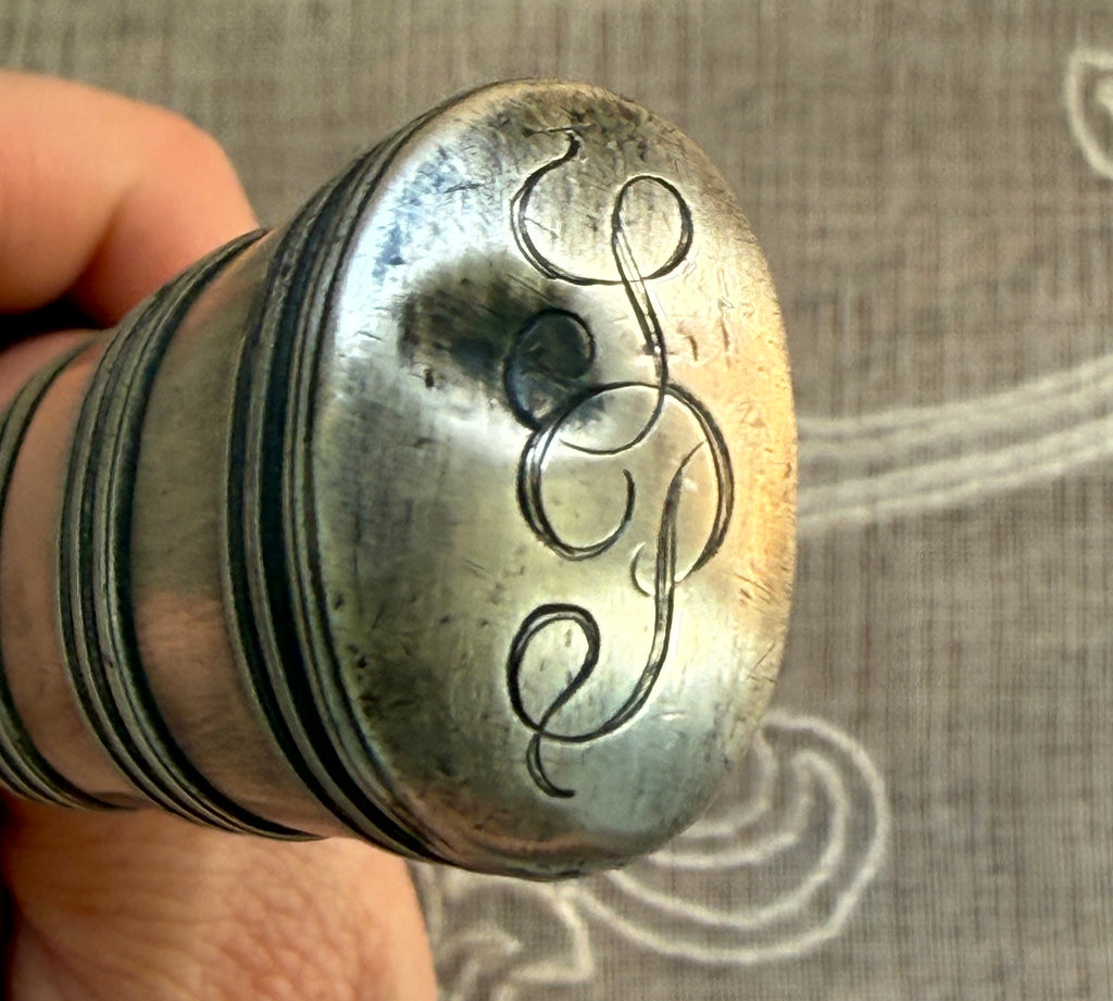 Antique Silver-Tone Parasol Handle – E