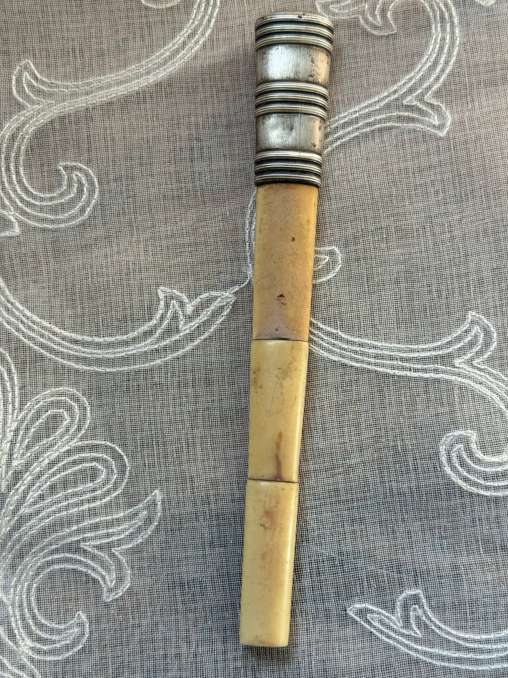 Antique Silver-Tone Parasol Handle – E