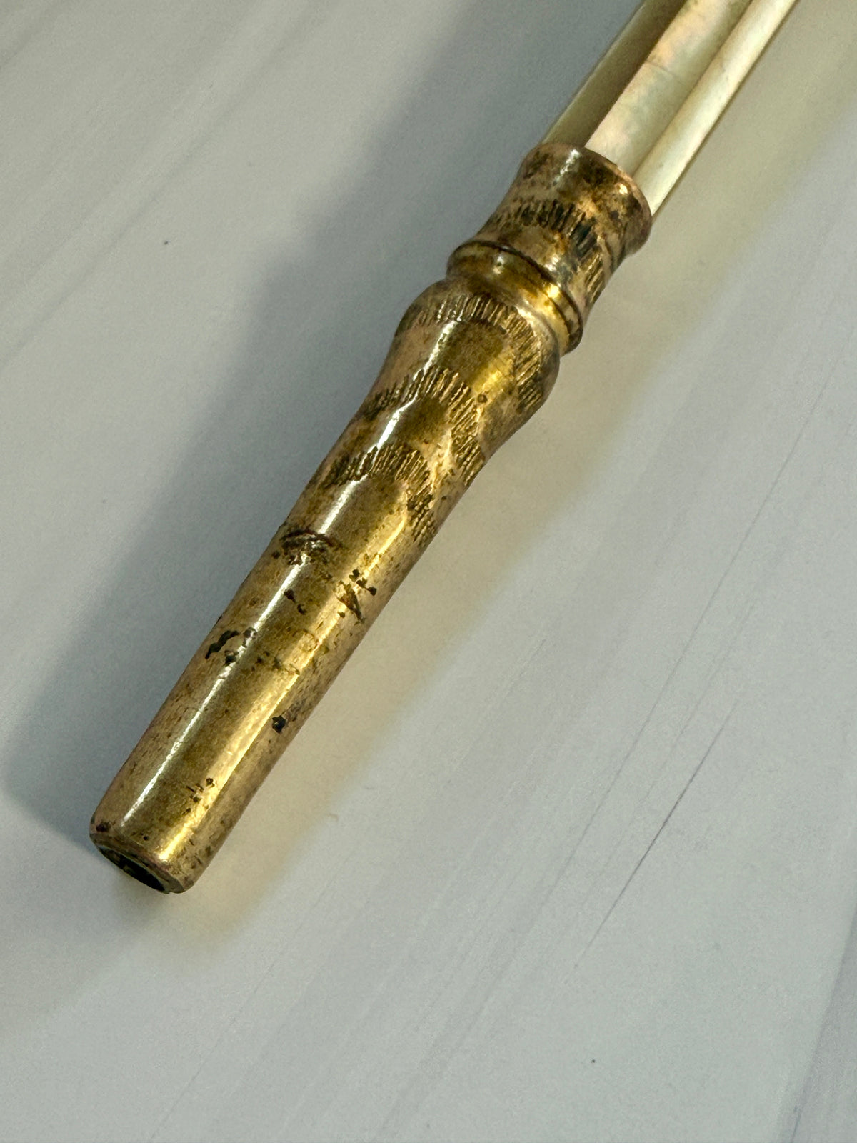 Antique K&H Mother-of-Pearl Parasol Handle with Monogram – A4