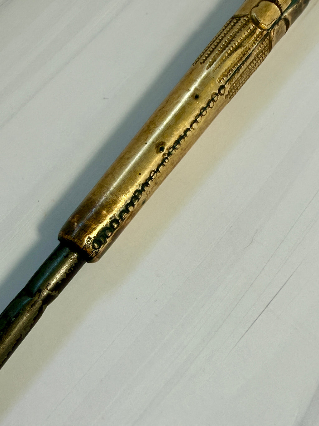Antique Mother-of-Pearl Parasol Handle with Ornate Gilt-Tone Metalwork – A7