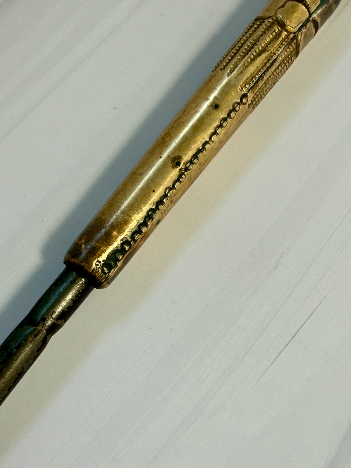 Antique Mother-of-Pearl Parasol Handle with Ornate Gilt-Tone Metalwork – A7
