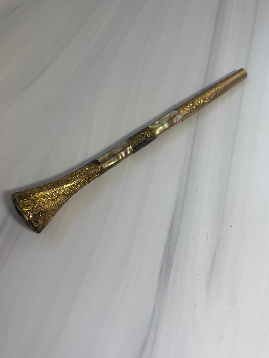 Antique Mother-of-Pearl Parasol Handle with Monogram – A9