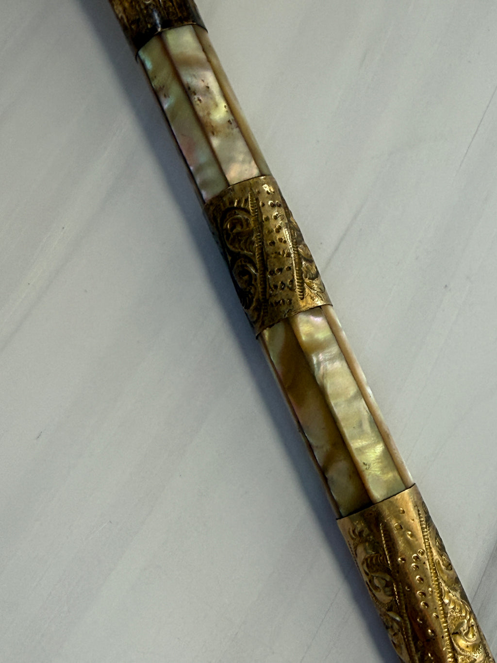Antique Mother-of-Pearl Parasol Handle with Monogram – A9