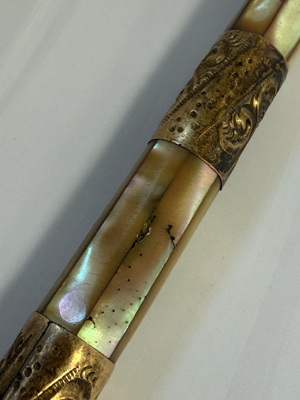 Antique Mother-of-Pearl Parasol Handle with Monogram – A9