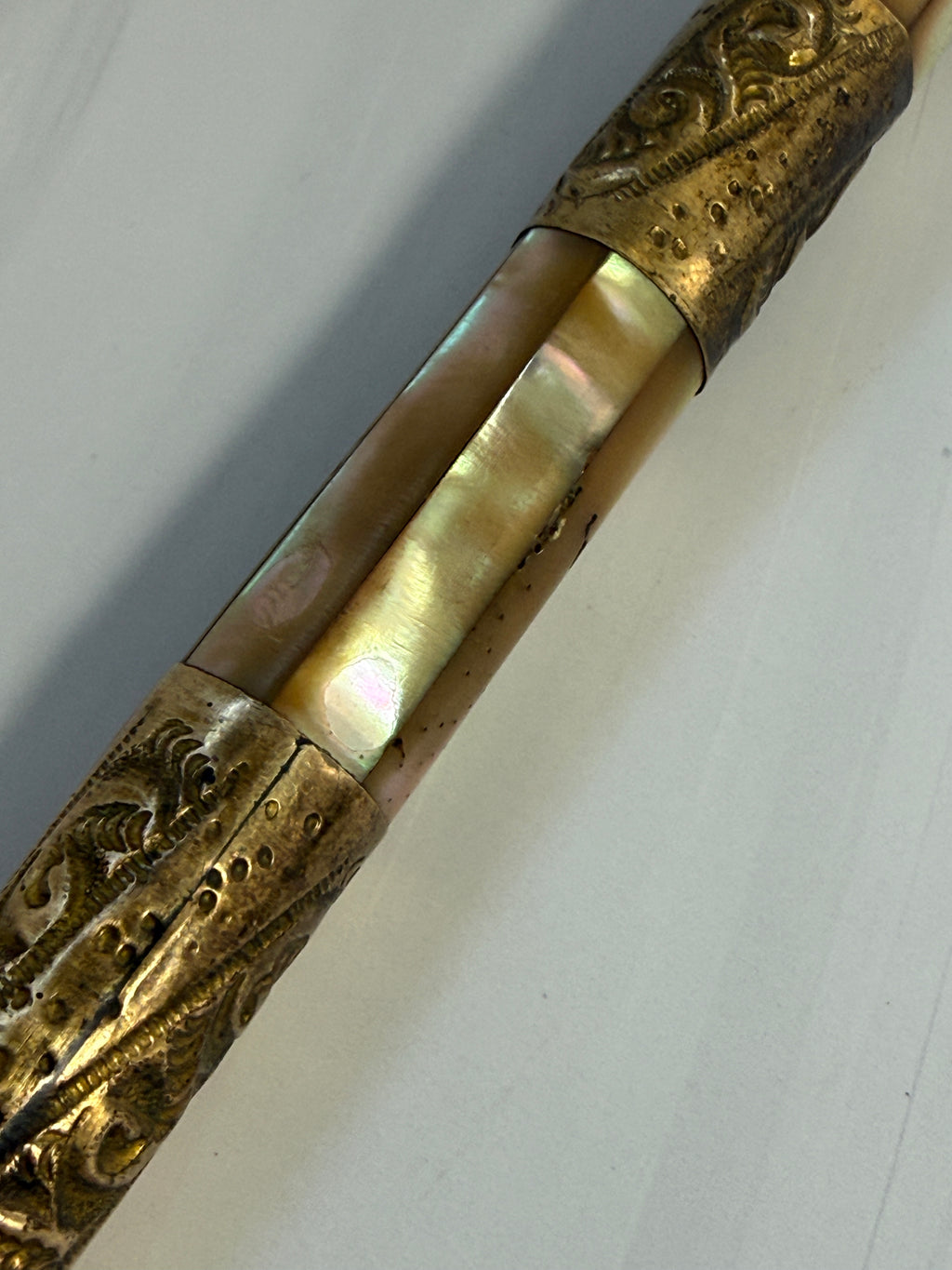 Antique Mother-of-Pearl Parasol Handle with Monogram – A9