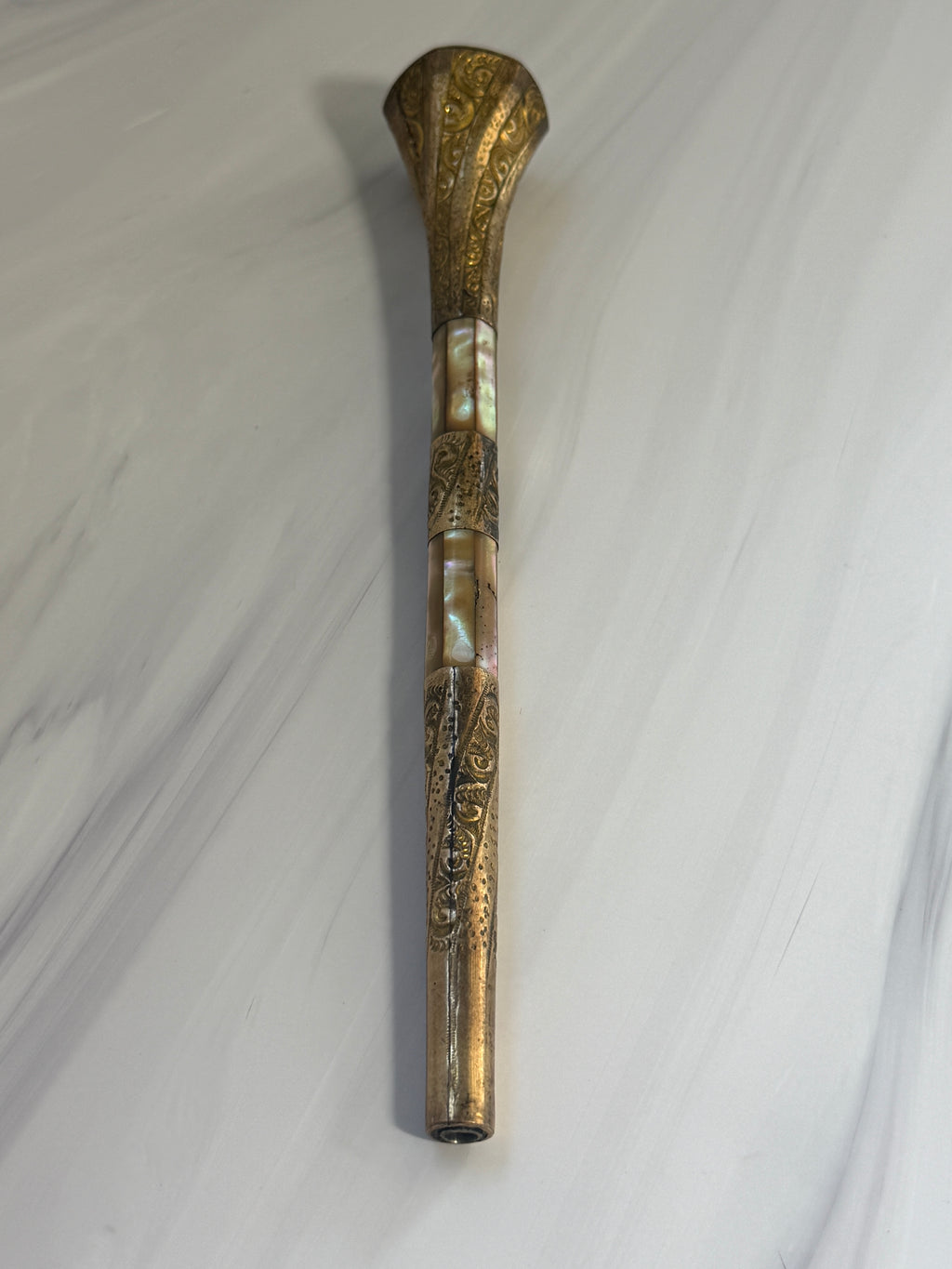 Antique Mother-of-Pearl Parasol Handle with Monogram – A9