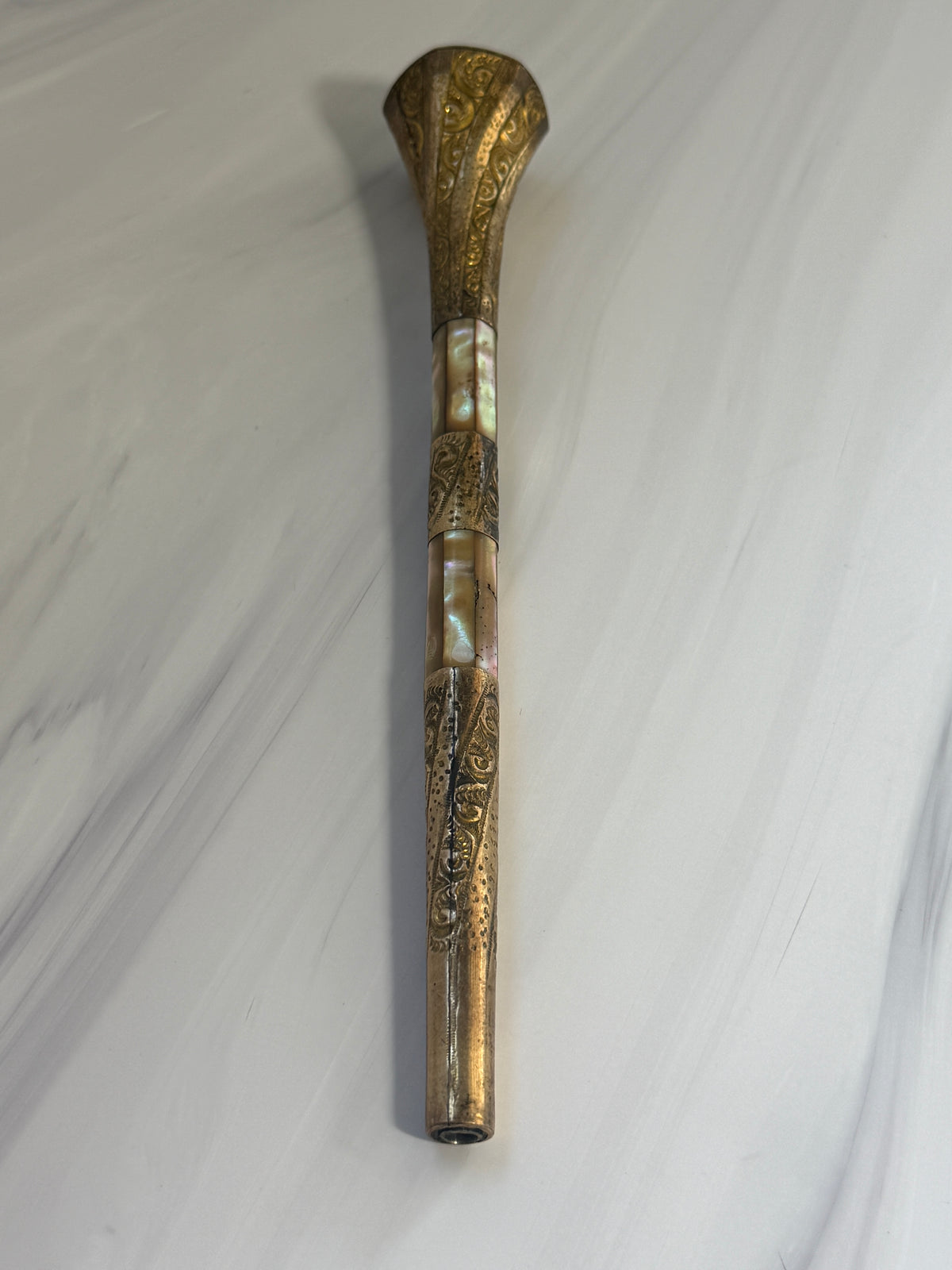 Antique Mother-of-Pearl Parasol Handle with Monogram – A9