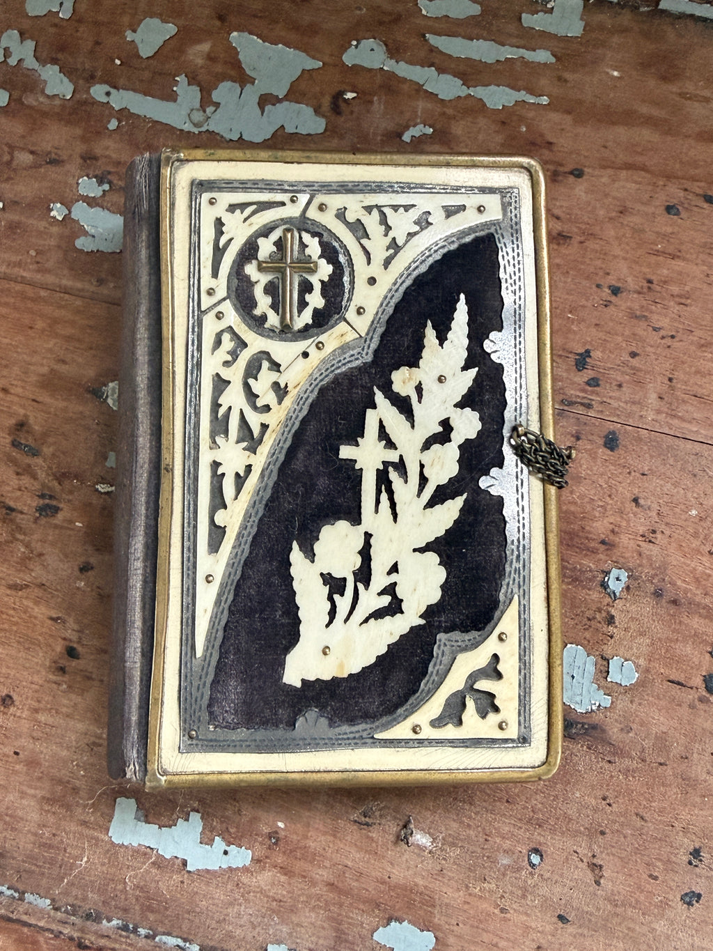Czech Catholic Prayer Book with Ornate Cover & Tucked-In Keepsakes