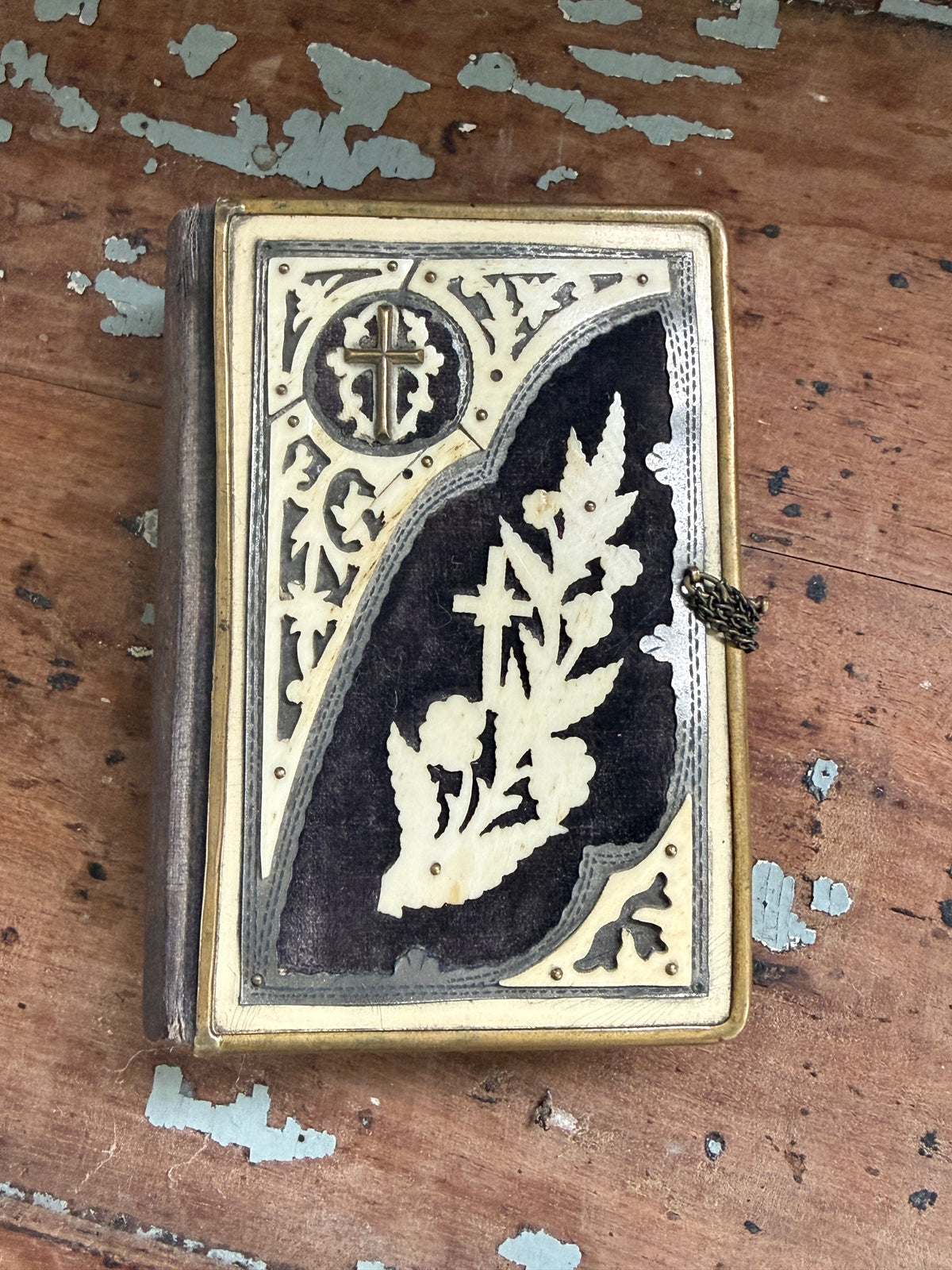 Czech Catholic Prayer Book with Ornate Cover & Tucked-In Keepsakes
