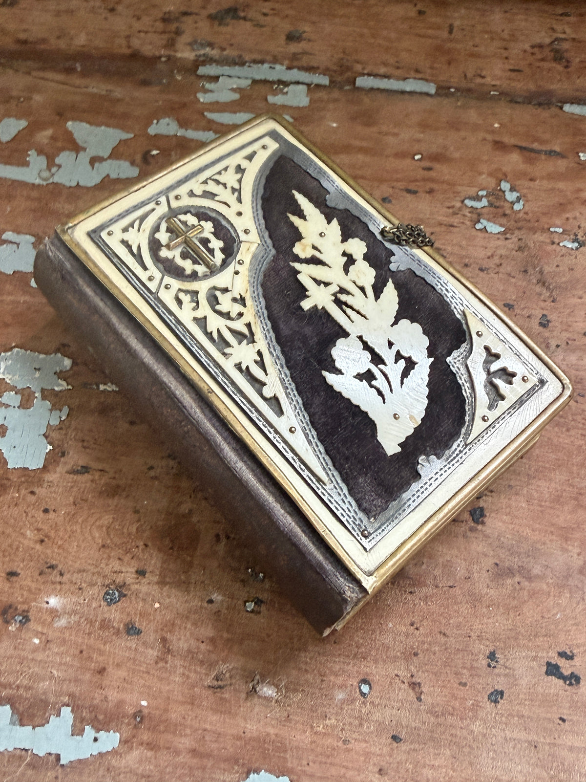 Czech Catholic Prayer Book with Ornate Cover & Tucked-In Keepsakes