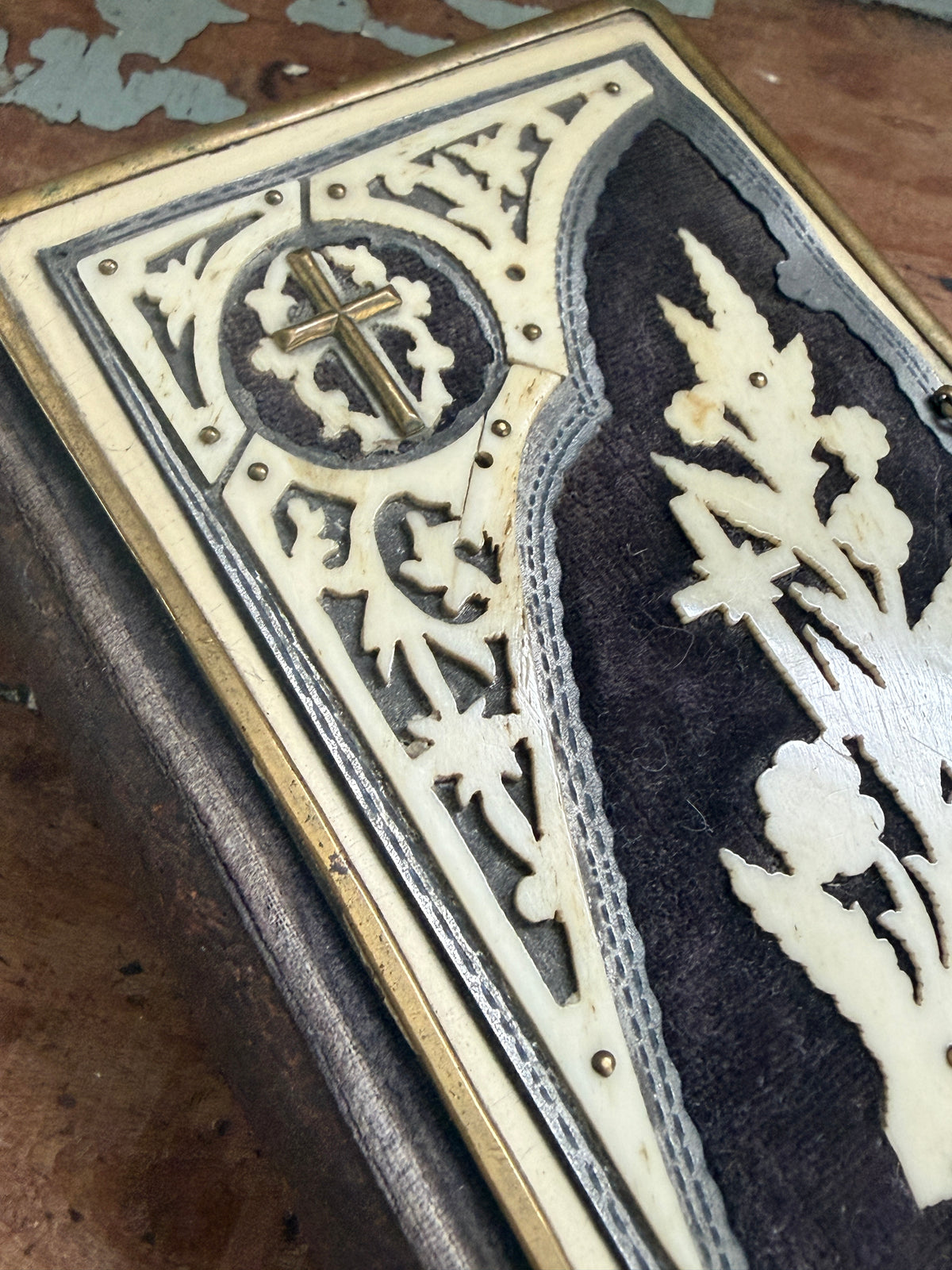 Czech Catholic Prayer Book with Ornate Cover & Tucked-In Keepsakes